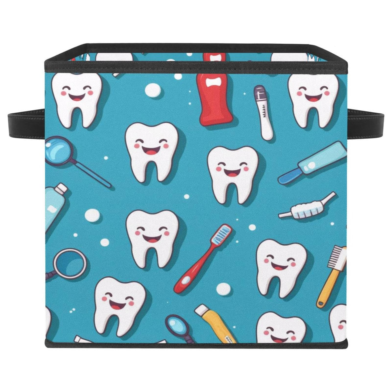 Boîte de rangement dents cube pliable en tissu Oxford 28cm avec poignées