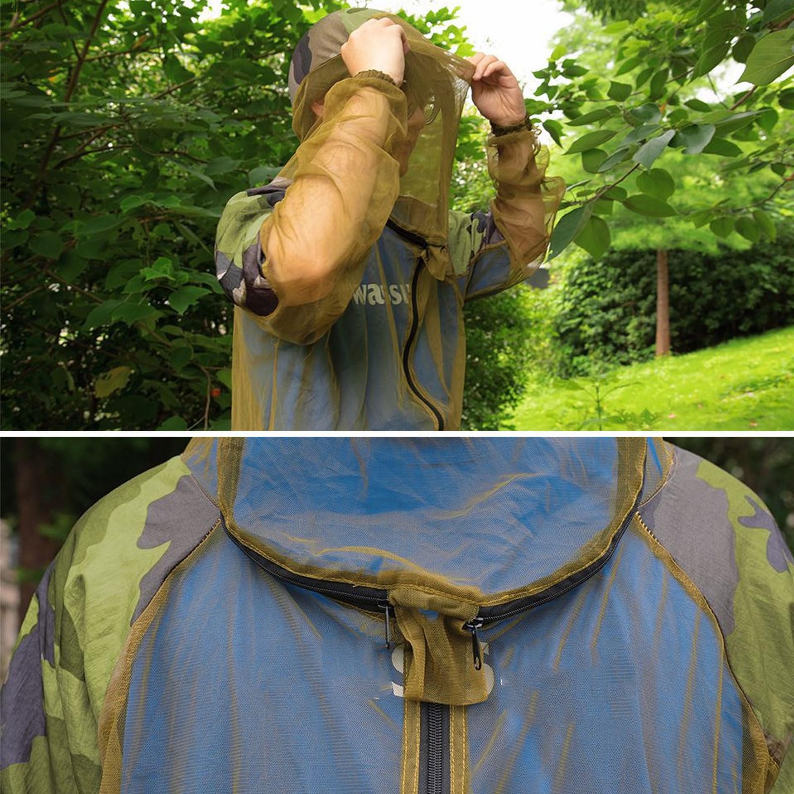 Combinaison Anti Moustiques Réglable Respirante Vêtements Répulsifs pour Activités Plein Air Camping Pêche Randonnée-Green||M(170-180cm)