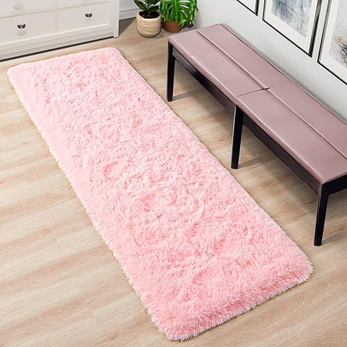 Miniatura 2 de Foxmas Alfombra de pasillo para dormitorio de 2 x 6 pies, alfombras suaves y esponjosas con parte inferior antideslizante, alfombra de noche para