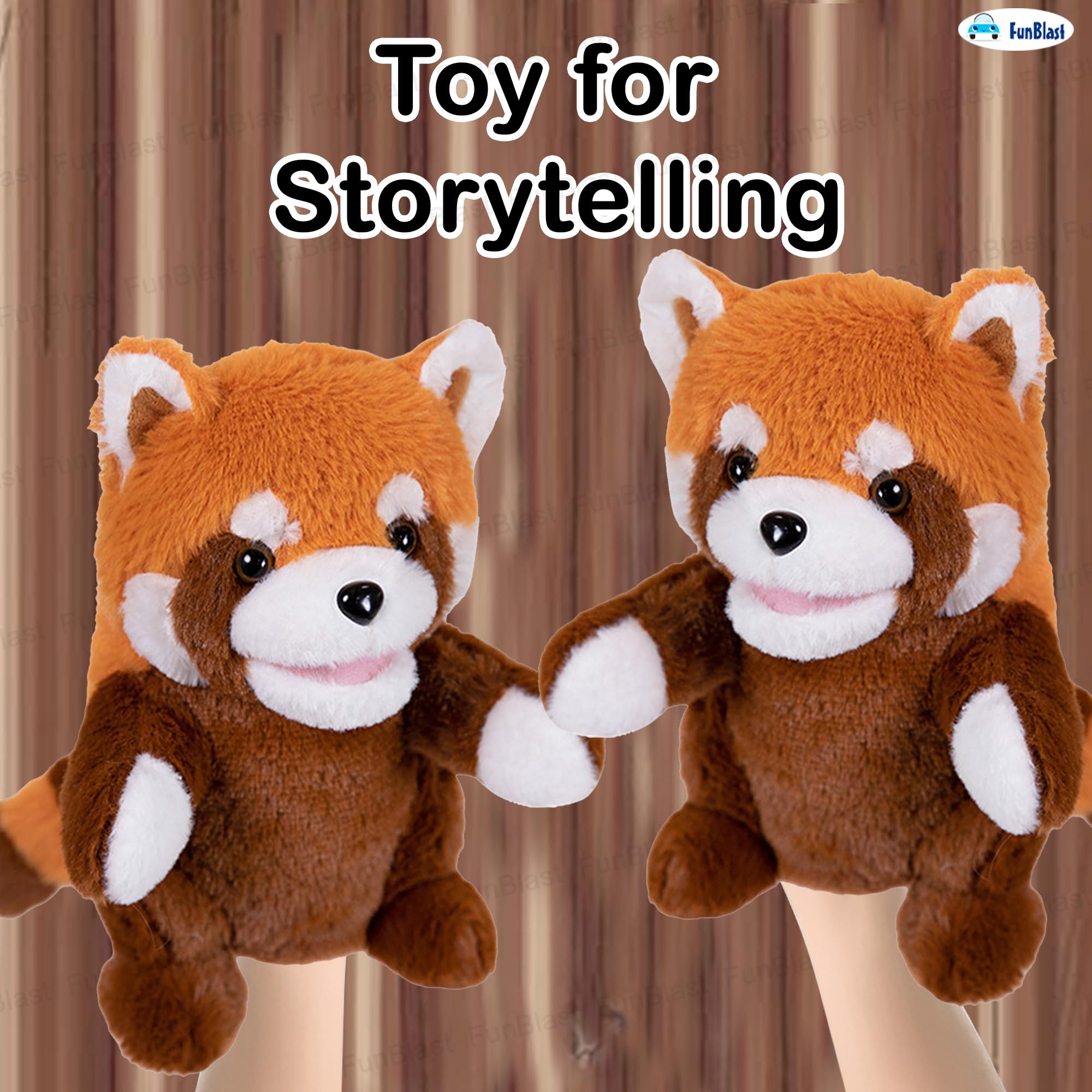 FunBlast Plush Animal Hand Puppets - Soft & Cuddly Animal Figure Puppets for Kids, Storytelling & Role Play, Fun Educational & Learning Toys for Toddlers & Children (Red Panda) 3