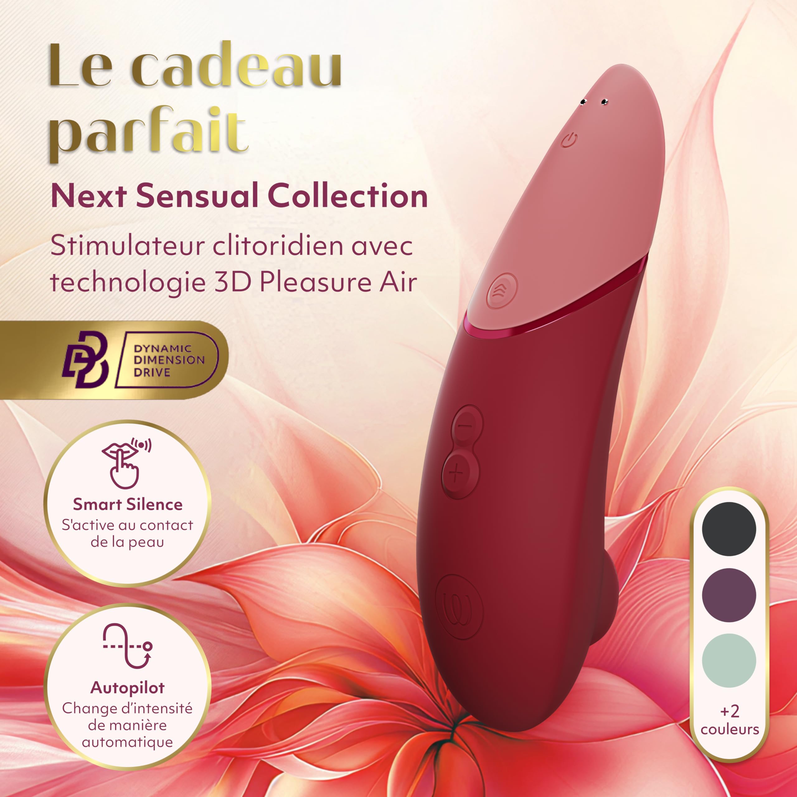 Womanizer Next Stimulateur Clitoridien à succion 3D Pleasure Air | Sex Toy Aspirant Femme | Suceur de clitoris 14 Niveaux de Puissance | Étanche & Rechargeable | Bordeaux
