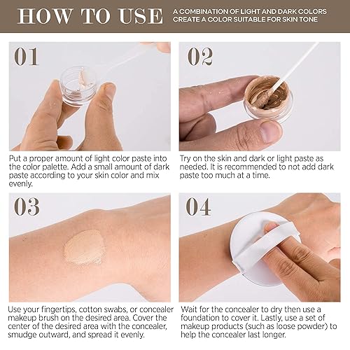 Miniatura 6 de Corrector de tatuajes, corrector de piel, impermeable, para manchas oscuras, cicatrices, vitíligo y más, maquillaje de cobertura de tatuajes, uso en