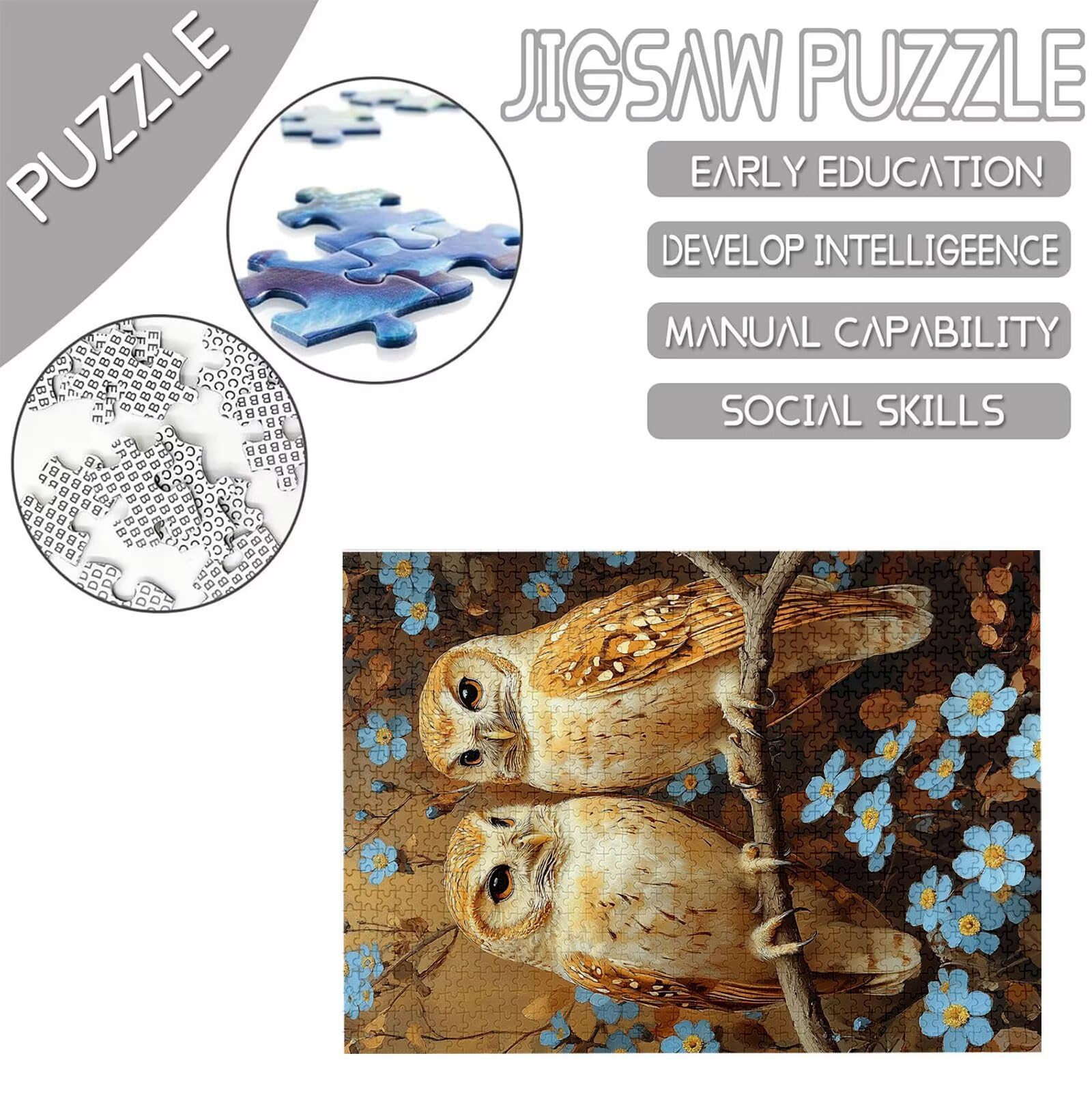 Model740 puzzle z motywem sowy, 2000 części, duże puzzle, plakat z drewna, kreatywny zestaw dla dorosłych, pudełko prezentowe, opakowanie do dekoracji ściennej, do salonu, prezenty dla mężczyzn, 100 x