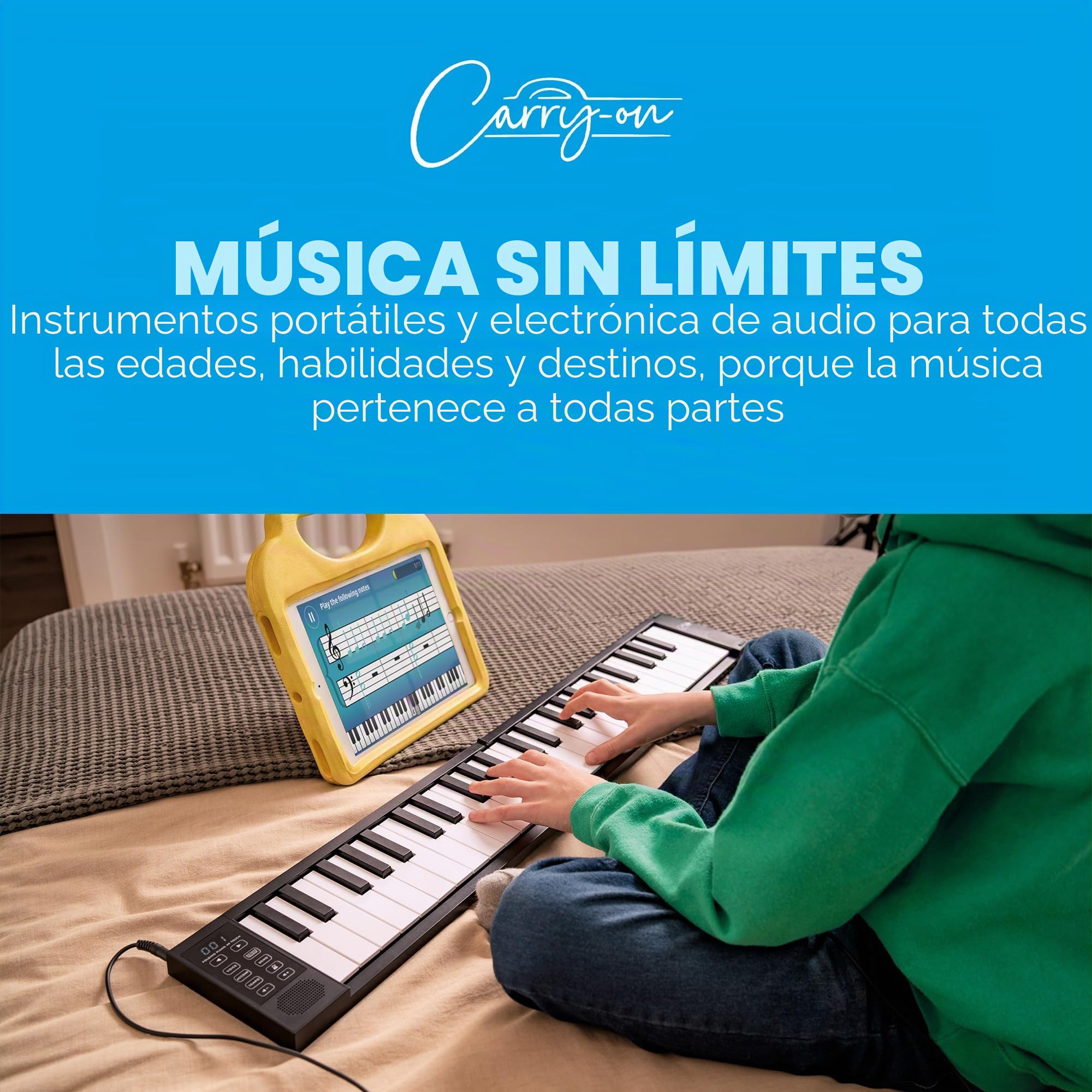Carry-on FP-49 Touch 49 Teclas Sensibles al Tacto Piano Digital Plegable Portátil Negro de Blackstar Controlador USB MIDI con Batería Recargable