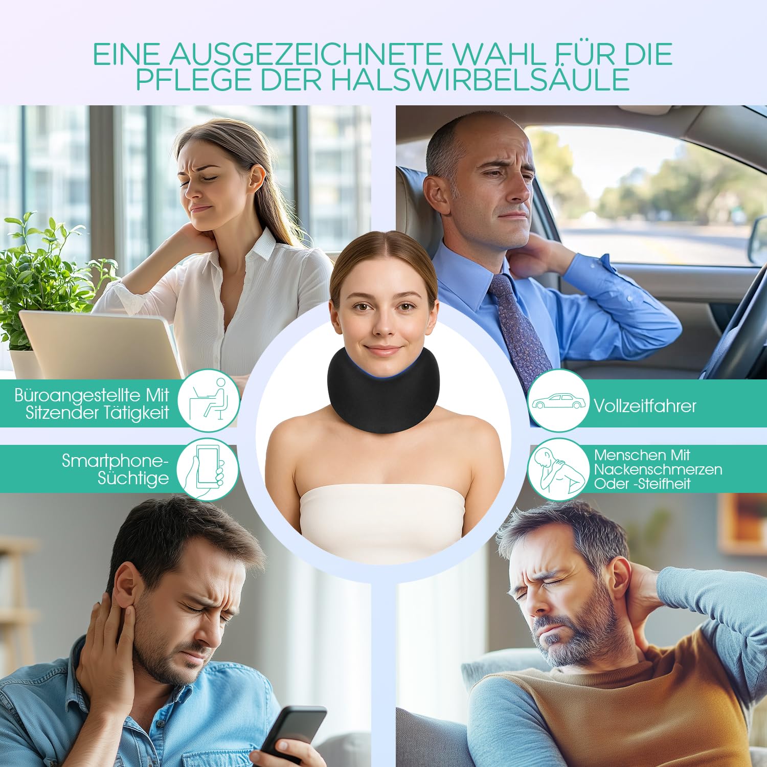 Nackenstütze, Verstellbare Nackenstrecker für Nackenschmerzen Unterstützung Halskrause aus Weichem Schaumstoff für Schlafen, um den Druck auf die Halswirbelsäul Männer und Frauen NB100