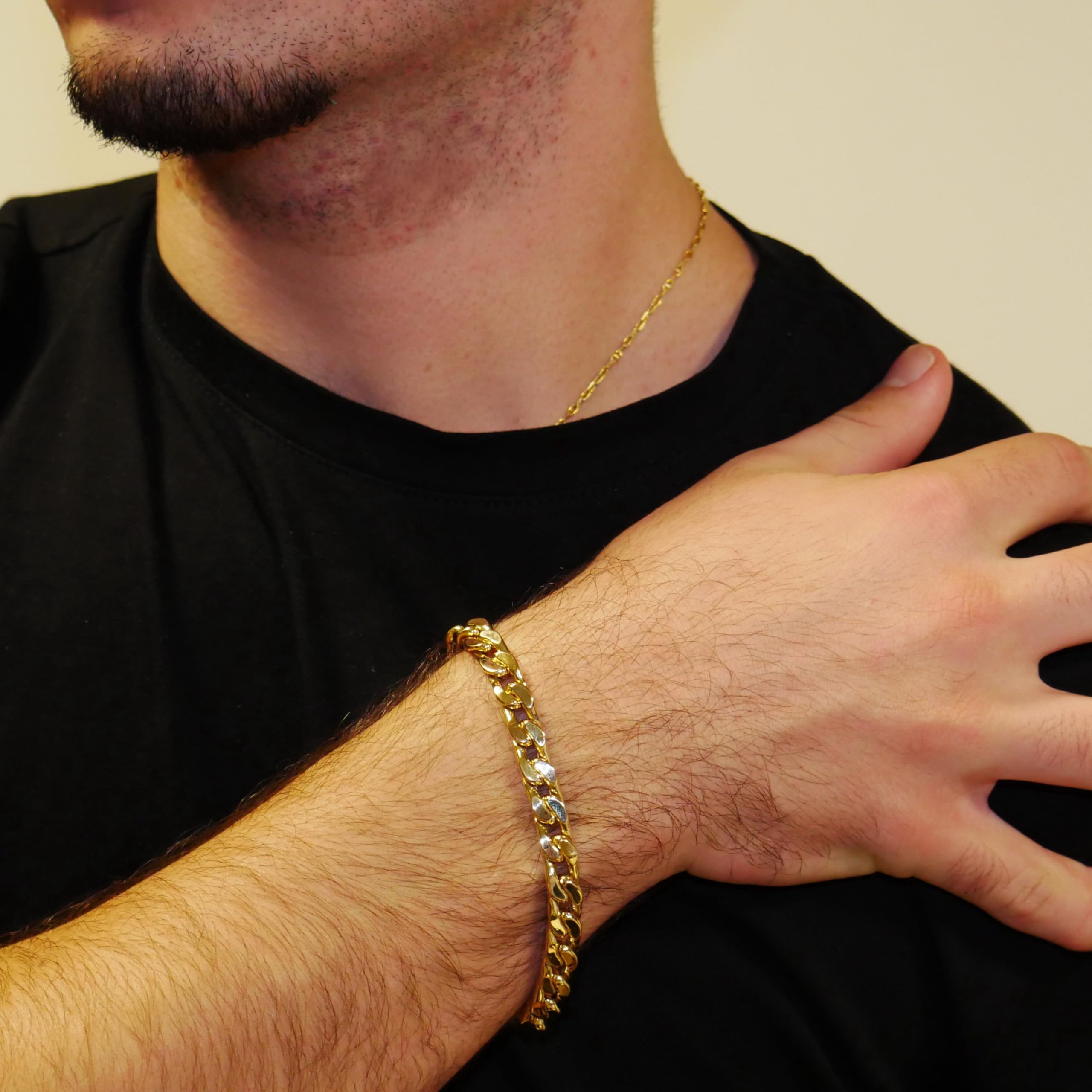 Never Say Never Impresionante pulsera para hombre de oro amarillo de 18k de 22.00 cm de larga y 7.00 mm de ancha. Peso:10.30 gr de oro de 18k