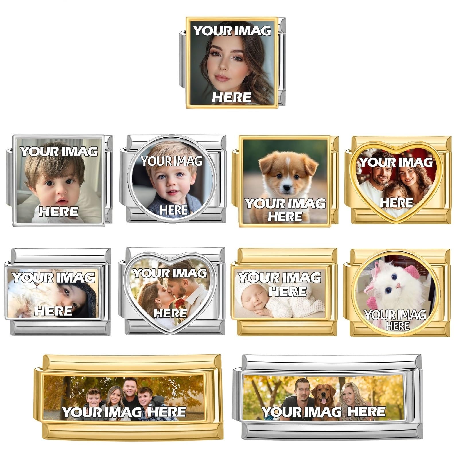 papasgix Custom Italian Charm Bracelet Charms Gold Silver with Photo Personalized Assorted 9mm Italian Charms for Bracelets Charms Bracelets for Women