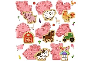 8 Pcs Farm Animal Cookie Cutters with Stamp
