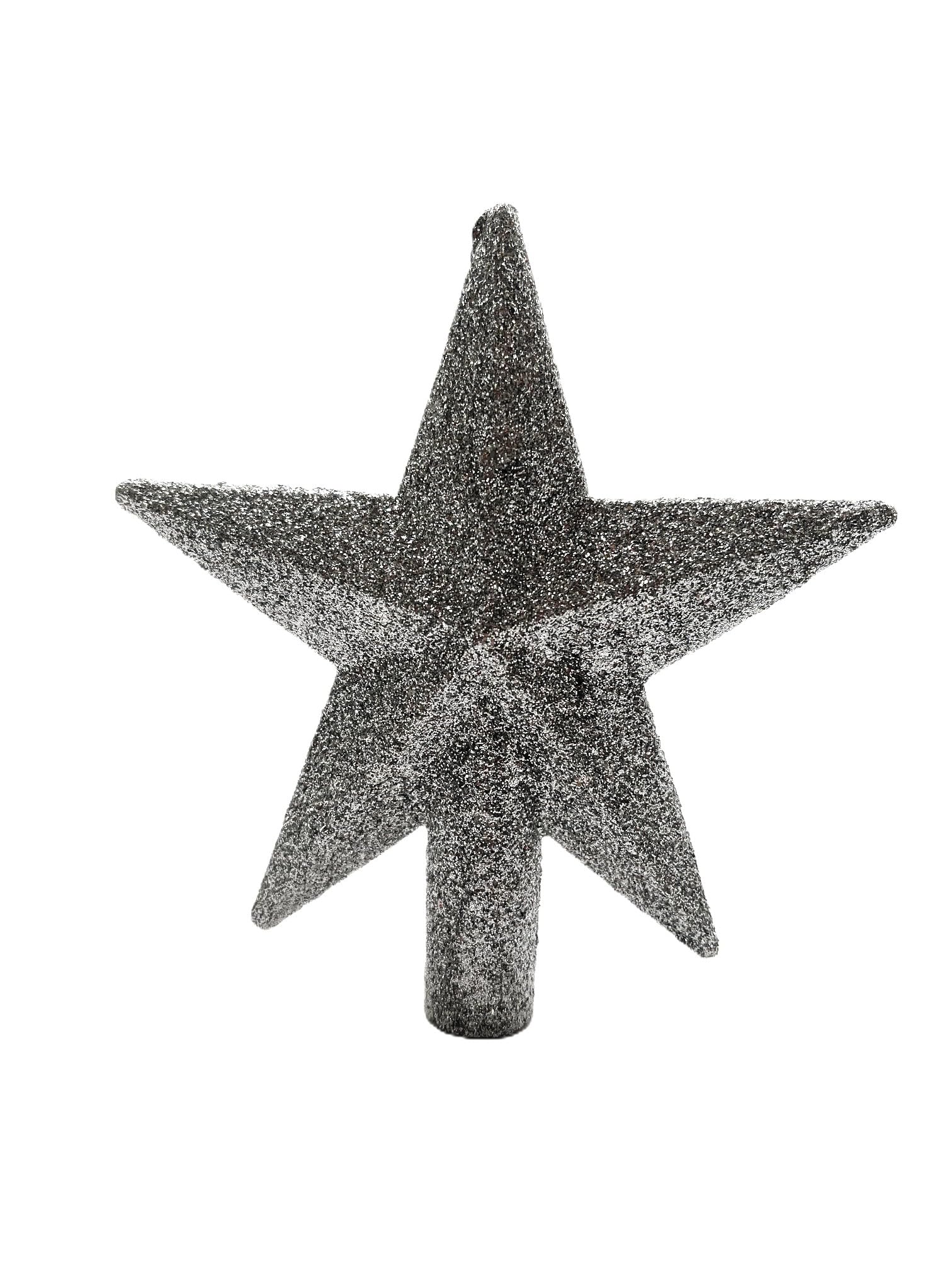Kurt Adler 4" Petite Treasures Silver Glittered Mini Star Christmas Tree Topper - Unlit