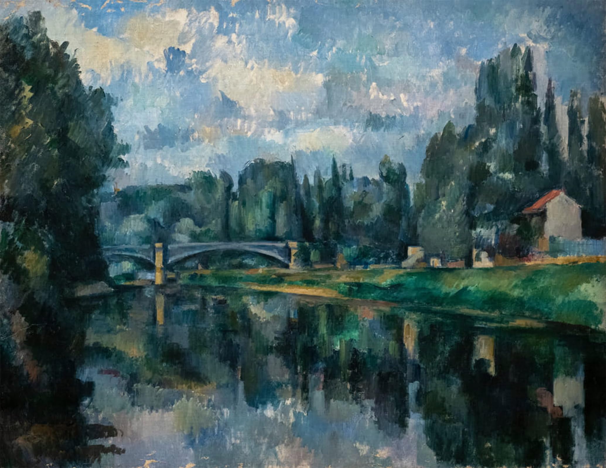 Artxlxxbn No Frame Famous Print Painting Colorful Art Print Banks Of The Marne By Paul Cézanne Canvas Art Decorations For Home Decor 60X90cm