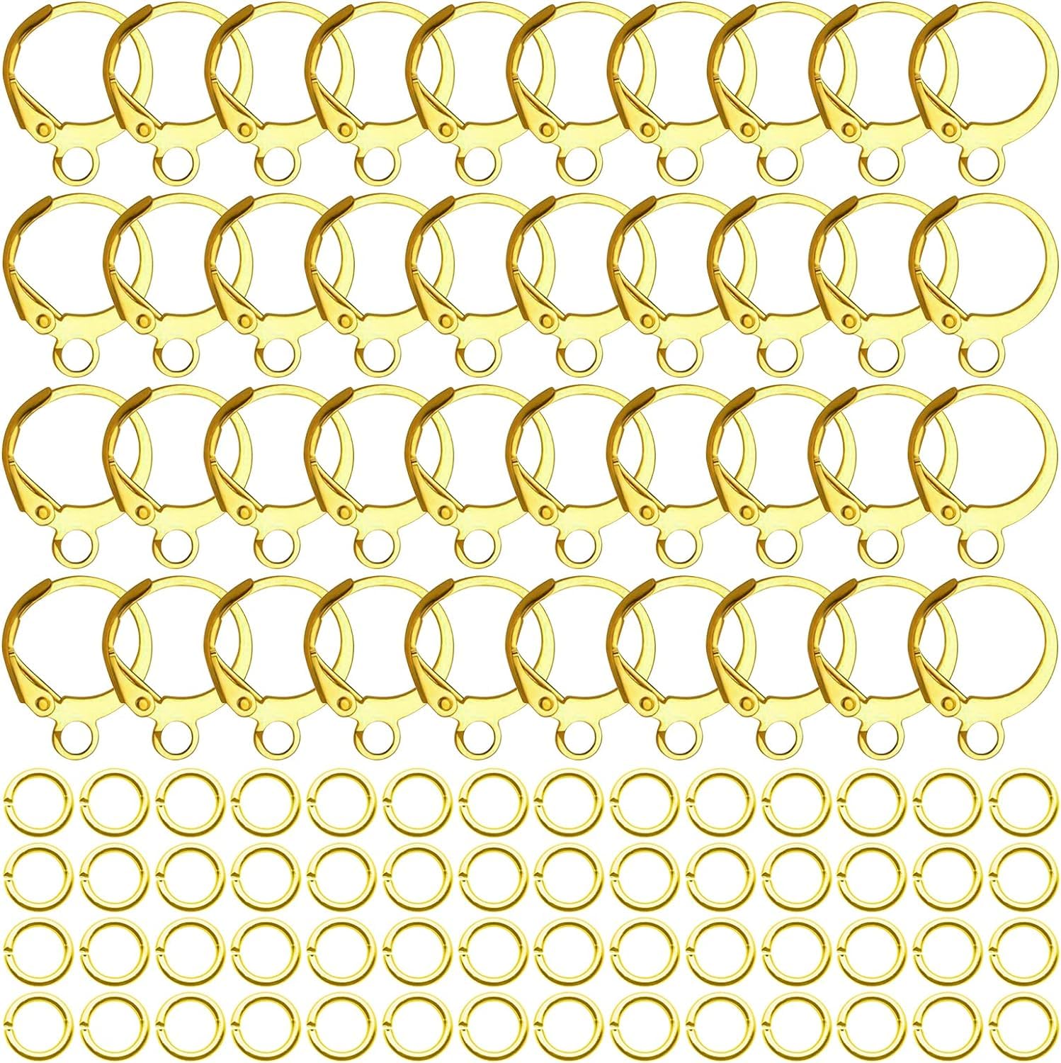 Dhruv Crafts French Earring Hooks Set Lever Back Ear Wire Hypoallergenic Ear Wire Findings for Jewelry Making (125 Pieces, Gold)
