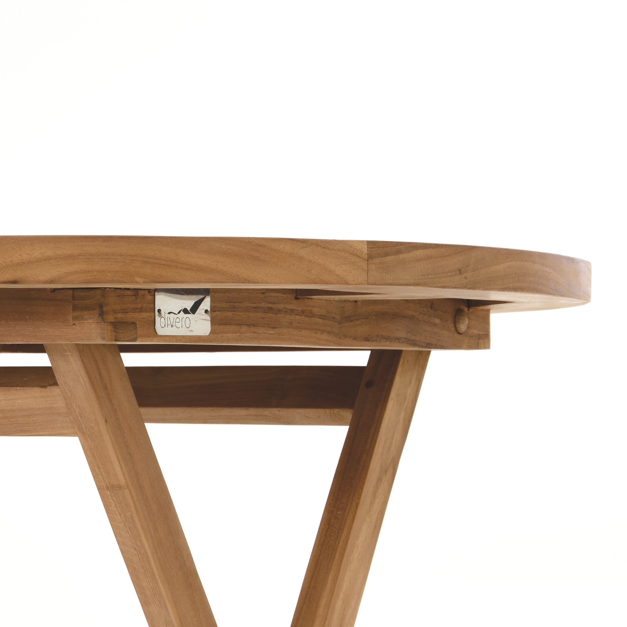 Divero runder Gartentisch ALASSIO aus Teak Holz - Farbe: Natur-Braun | klappbar und wetterfest