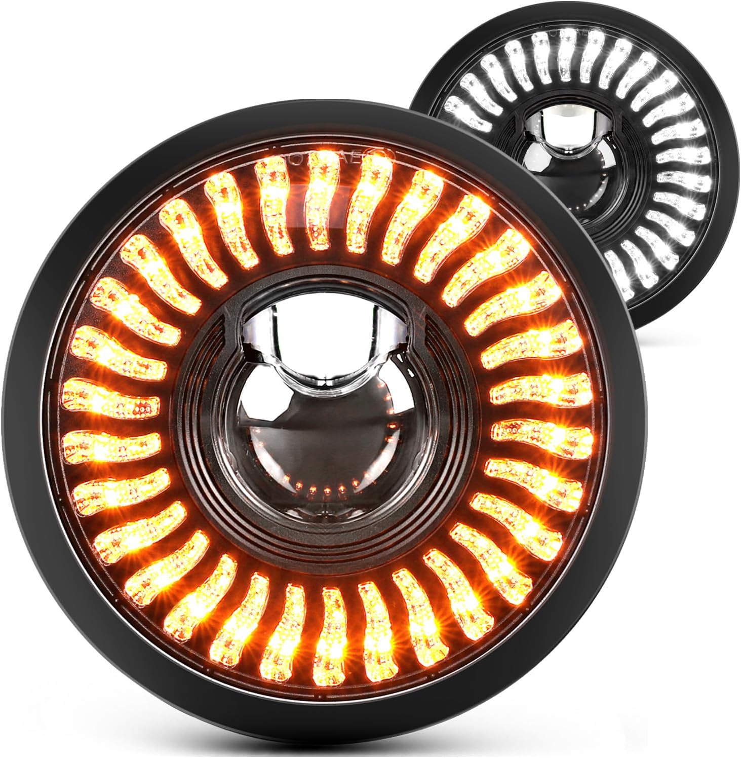 BraveWAY 5.75" LED Motorcycle Headlight Anti-glare, 5 3/4 inch Round Light with Projector Hi-Lo Beam/Amber White DRL/Start-up Gradient Welcome Halo (1PC)
