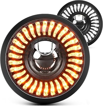 BraveWAY 5.75" LED Motorcycle Headlight Anti-glare, 5 3/4 inch Round Light with Projector Hi-Lo Beam/Amber White DRL/Start-up Gradient Welcome Halo 1PC
