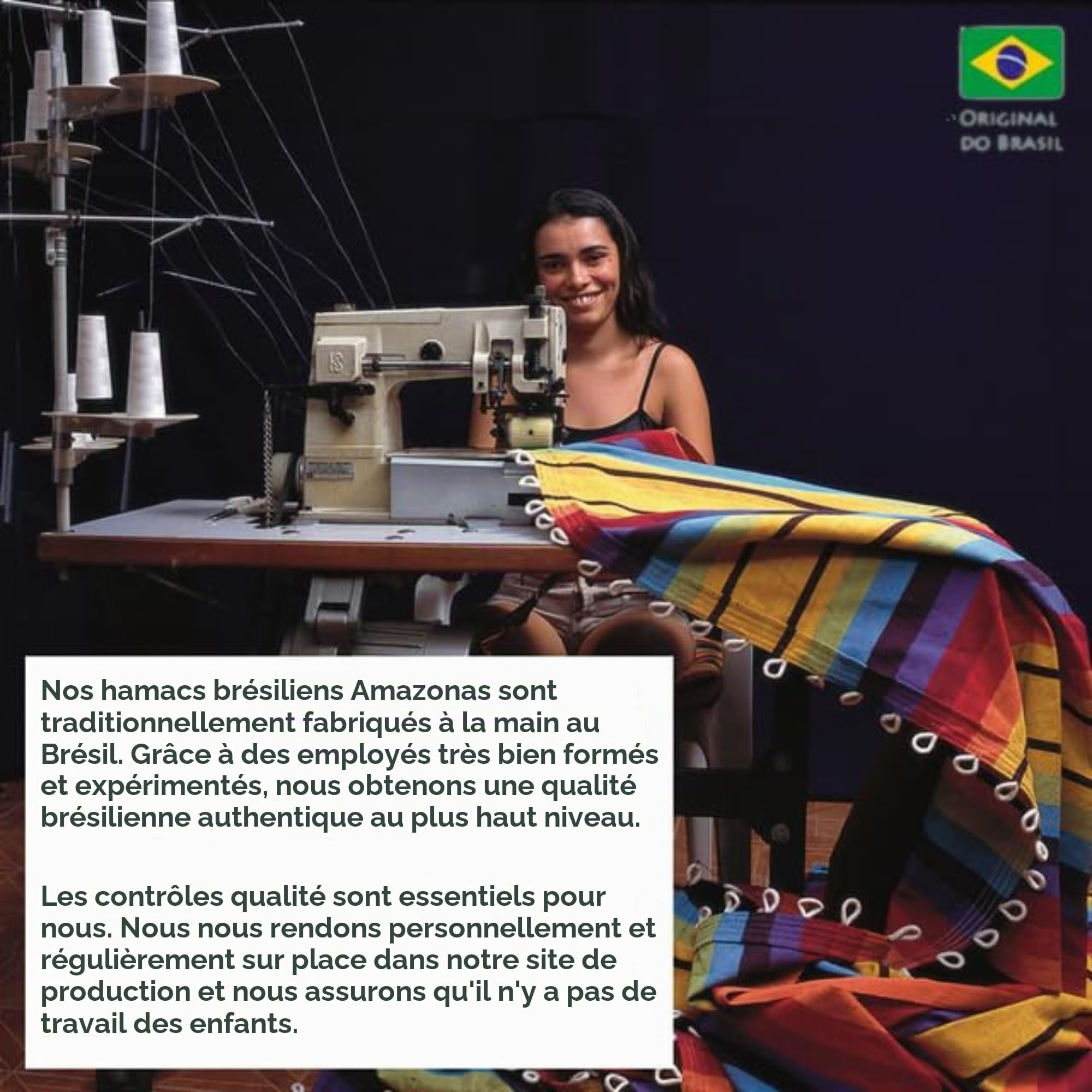 AMAZONAS Hamac classique XL Barbados Rainbow fait à la main au Brésil jusqu'à 200 kg de capacité de charge avec 230 x 150 cm pour 1-2 personnes en rayures multicolores longueur totale 340 cm