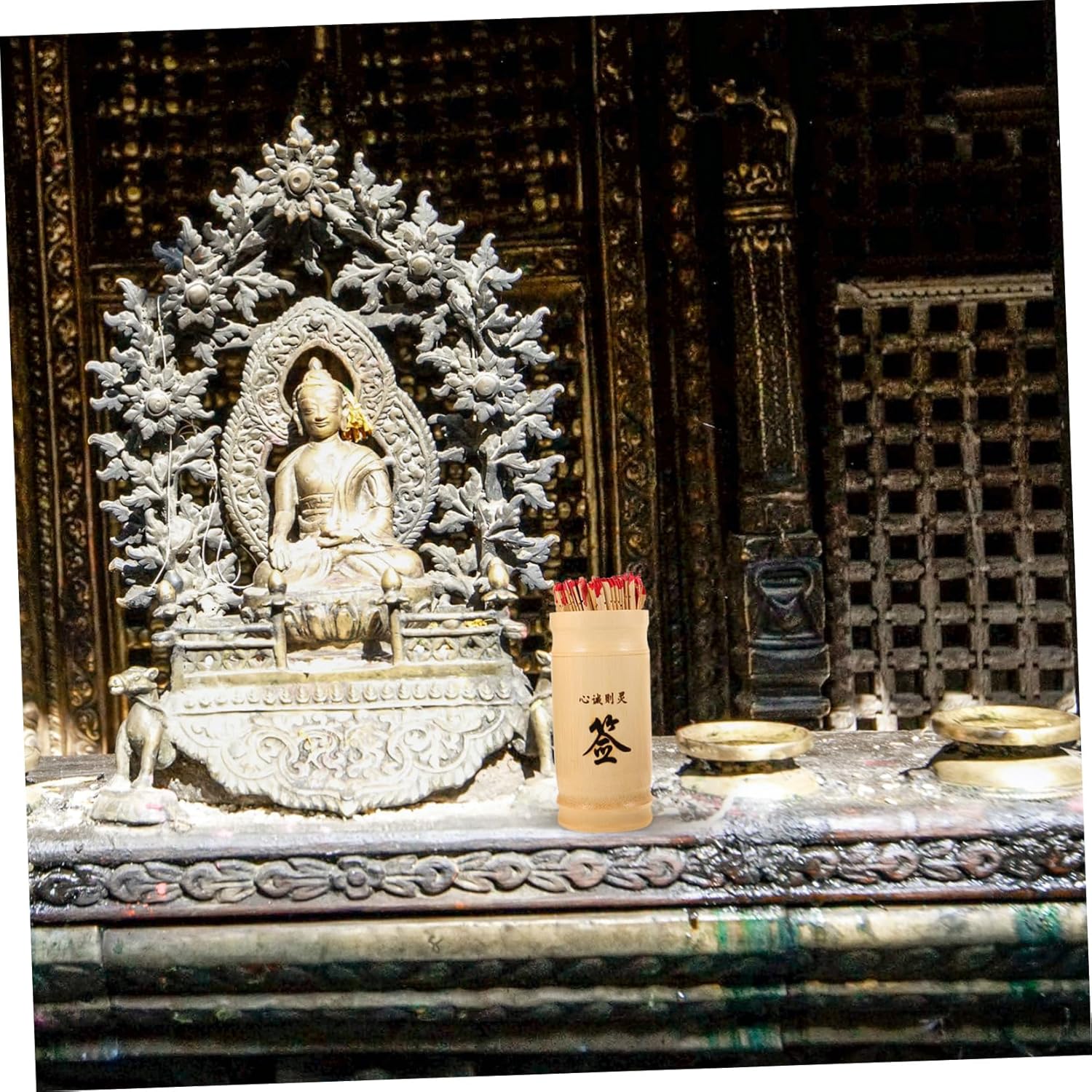 1Set Chinese Fortune Telling Sticks with Bucket Divination Book Traditional Buddhist Props for Family Gatherings Temples and Home Use