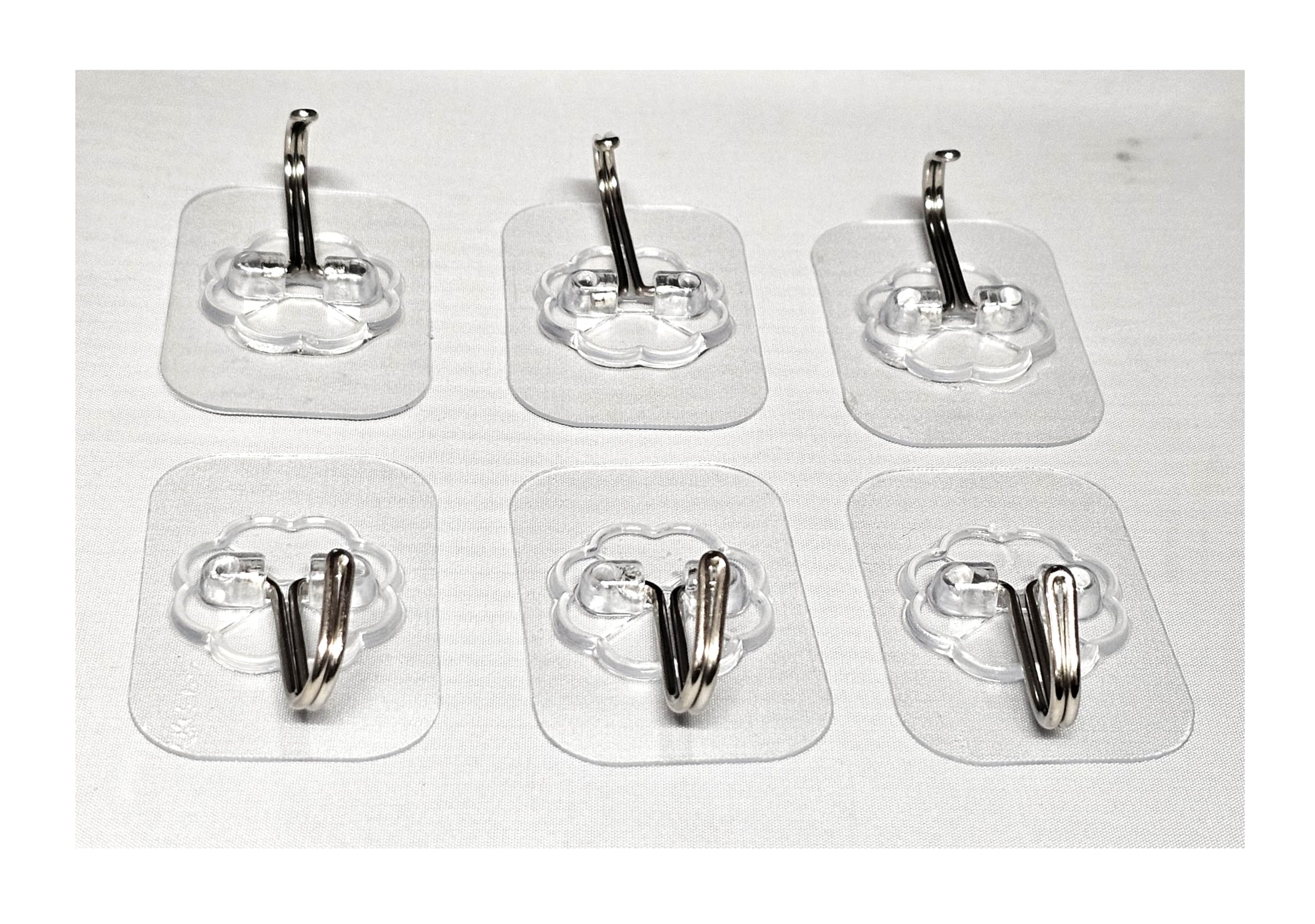 Mr.gadget's Solutions Transparent Self-Adhesive Square Hooks, 6 Pack, 6Kg Weight Capacity, Waterproof