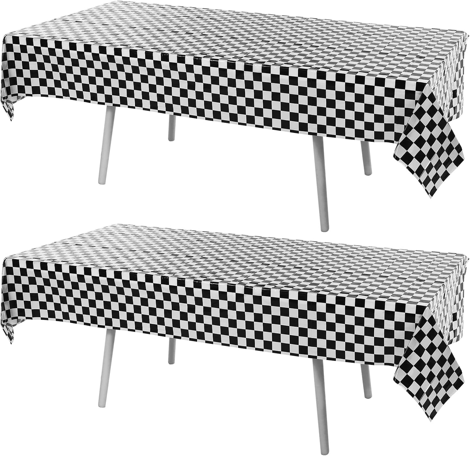 Thinp 2 Pieces Road Tablecloth Checkered Racetrack Tablecloth Race Car