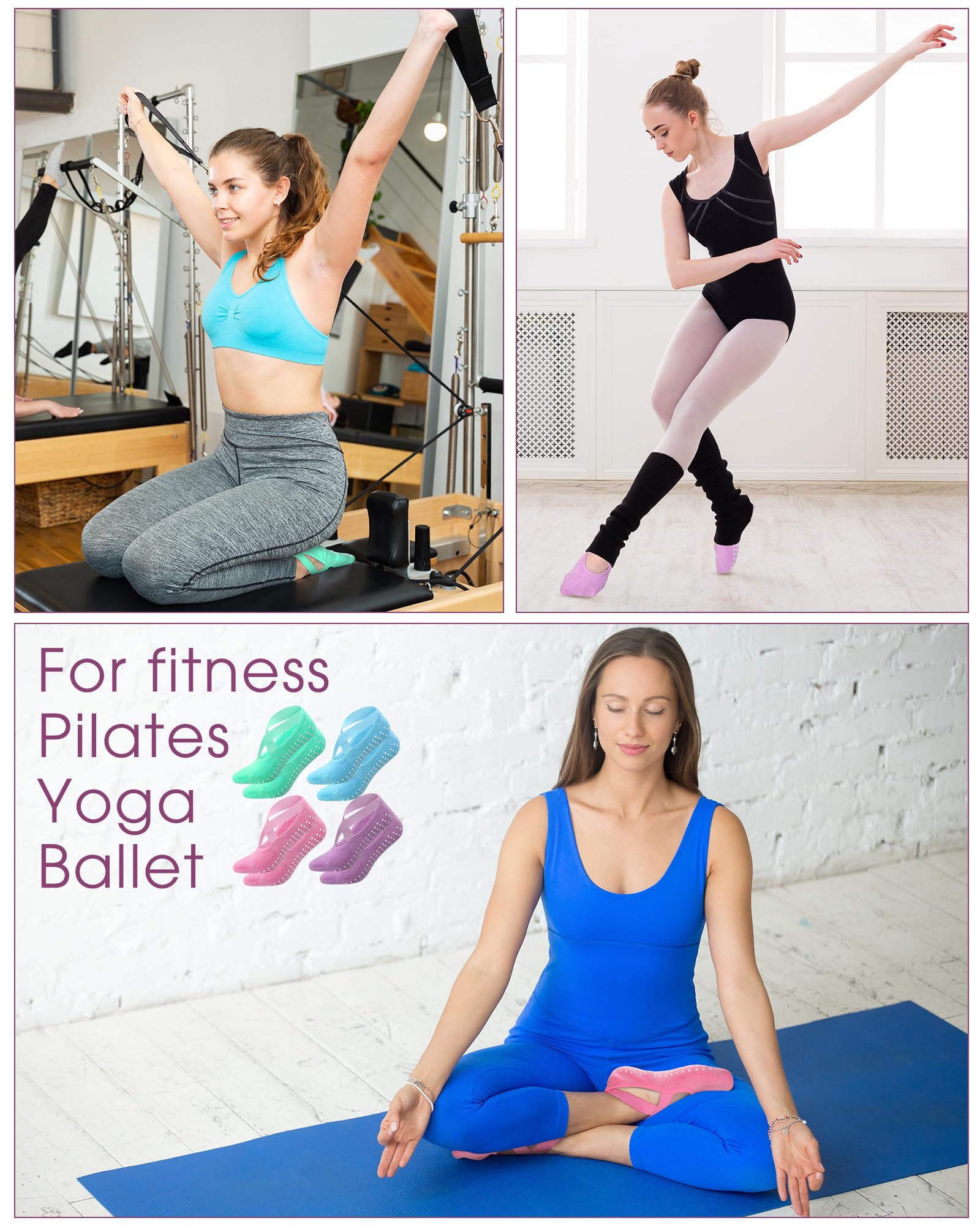 Chuarry 24 paia di calzini da yoga antiscivolo per pilates, calzini da balletto per donne, adulti, anziani, ospedale