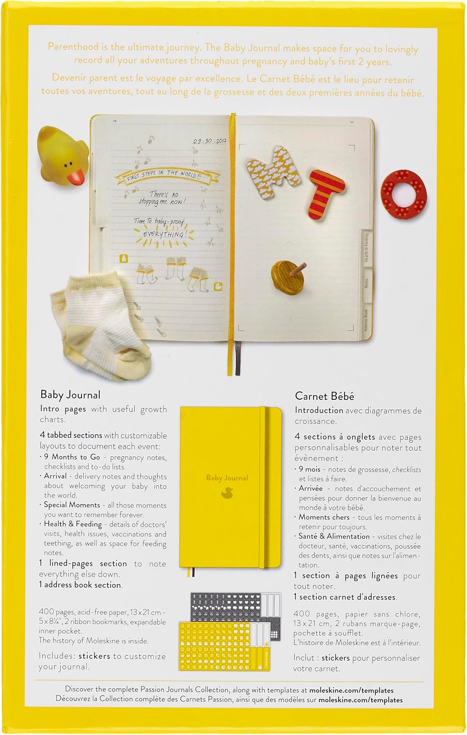 Moleskine Passion Journal, Baby, Hard Cover, Large (5" x 8.25") Yellow, 400 Pages
