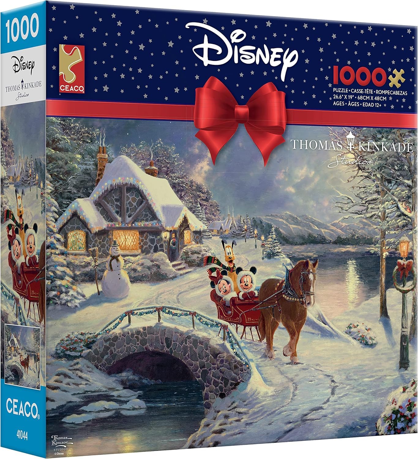 Ceaco - Thomas Kinkade - Disney Holiday - Mickey et Minnie Sleigh Ride - Puzzle de 1000 pièces