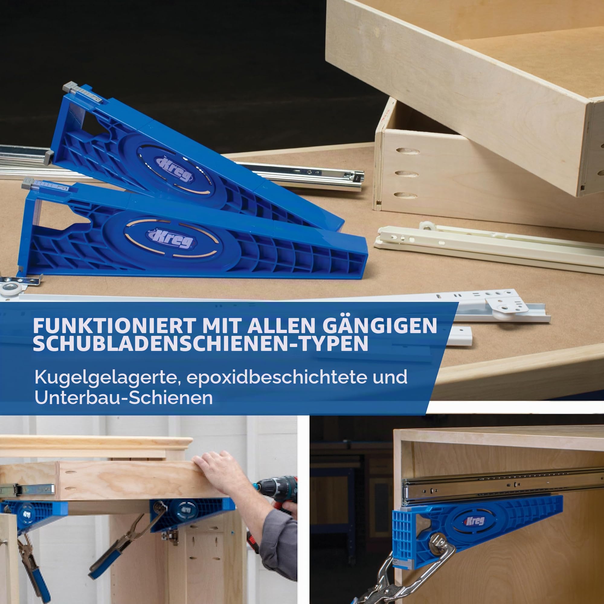 Kreg Schubladenauszugsführung, 1 Stück, blau, 906556