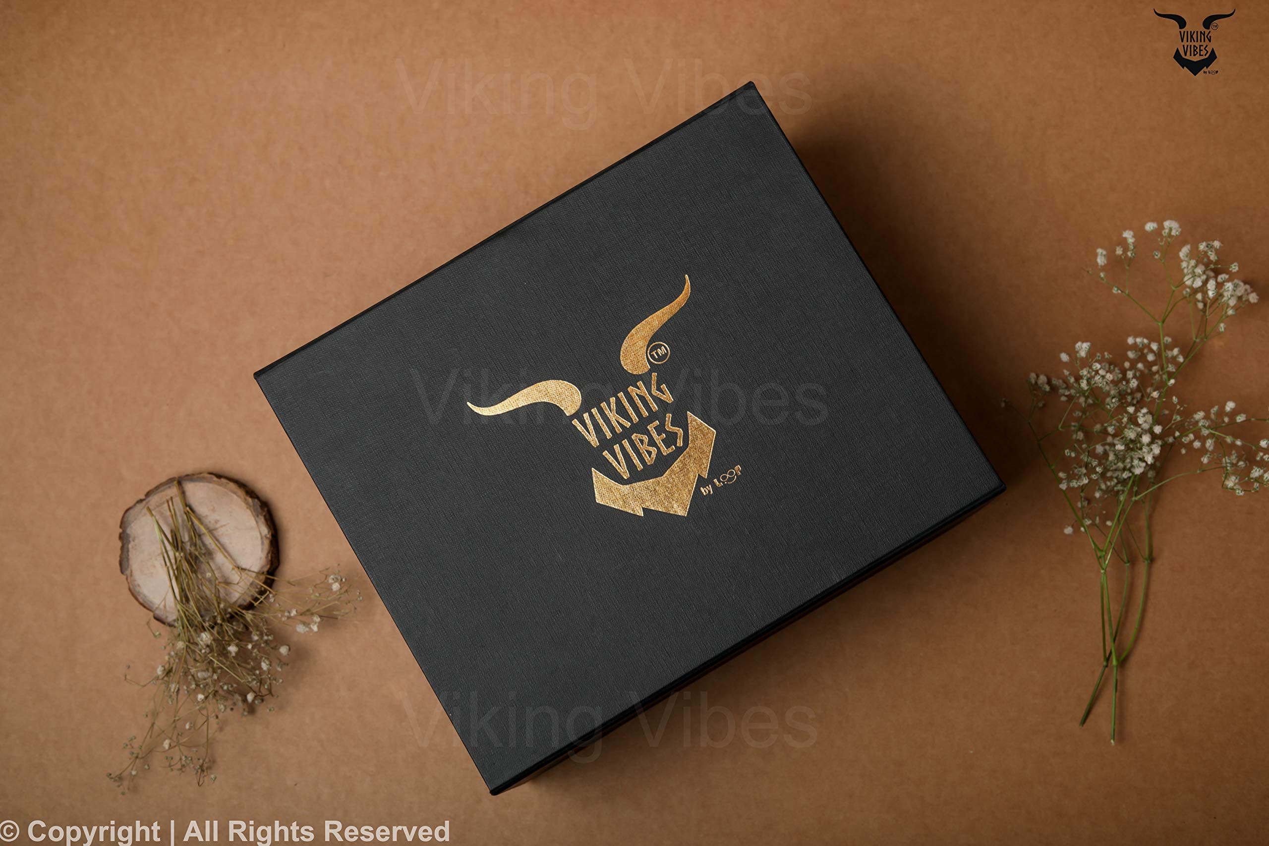 Loop Viking Vibes Drinking Horn Handcrafted Original Horn Classic Combo (1 Mug, 4 Shot Glass, 1 Bottle Opener, 1 Gift Box Packaging) 2
