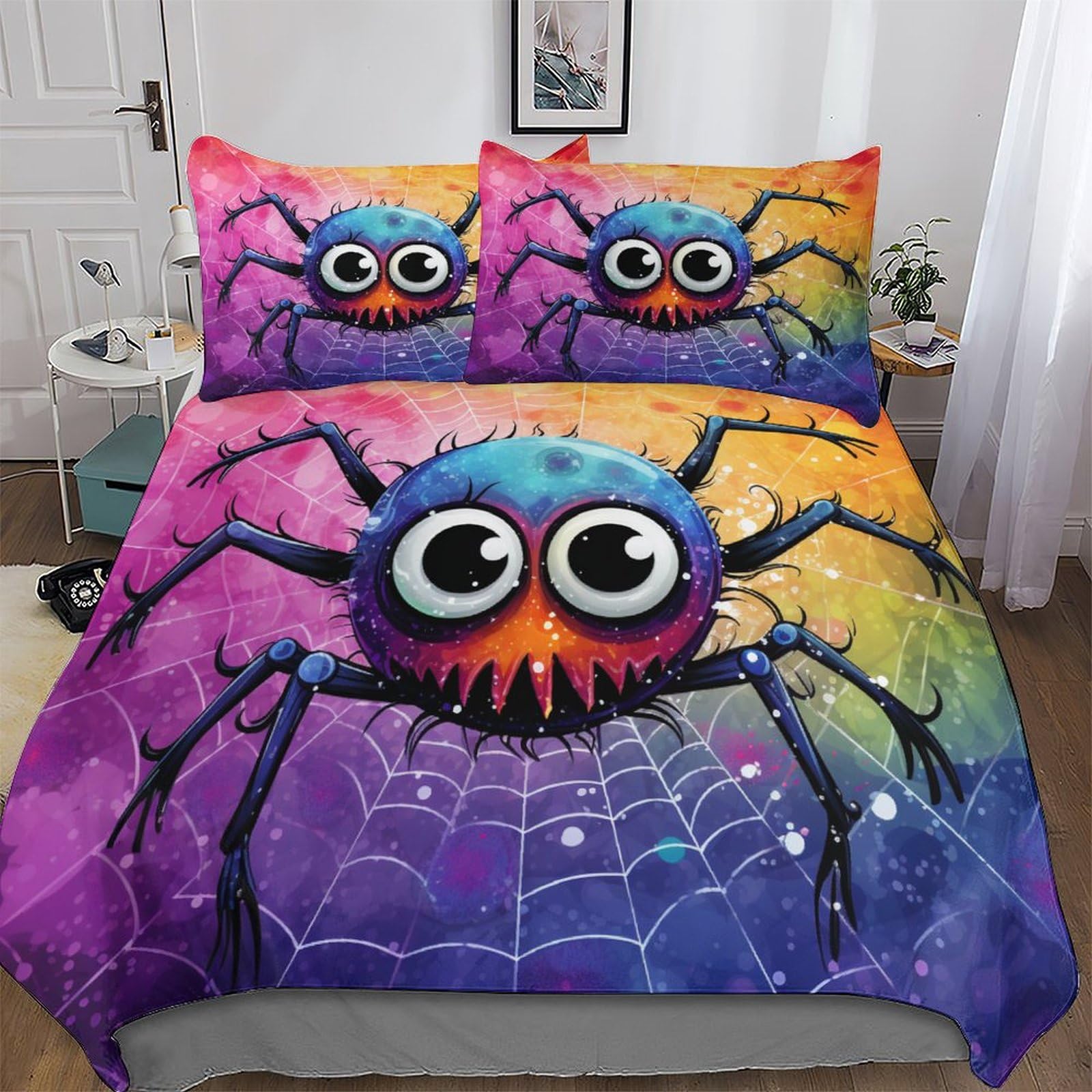 Parure de lit araignée 3D contre les acariens pour lit double 200x200
