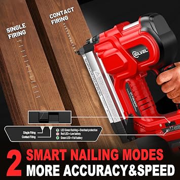 SILVEL 2 Cordless Brad Nailer, 2-in-1 21V Electric Brad Nailer Stapler with 2 * 4.0Ah Battery, 1000pcs Nails, 18GA Staples, Adjustable Depth for Woodworking, Home Improvement