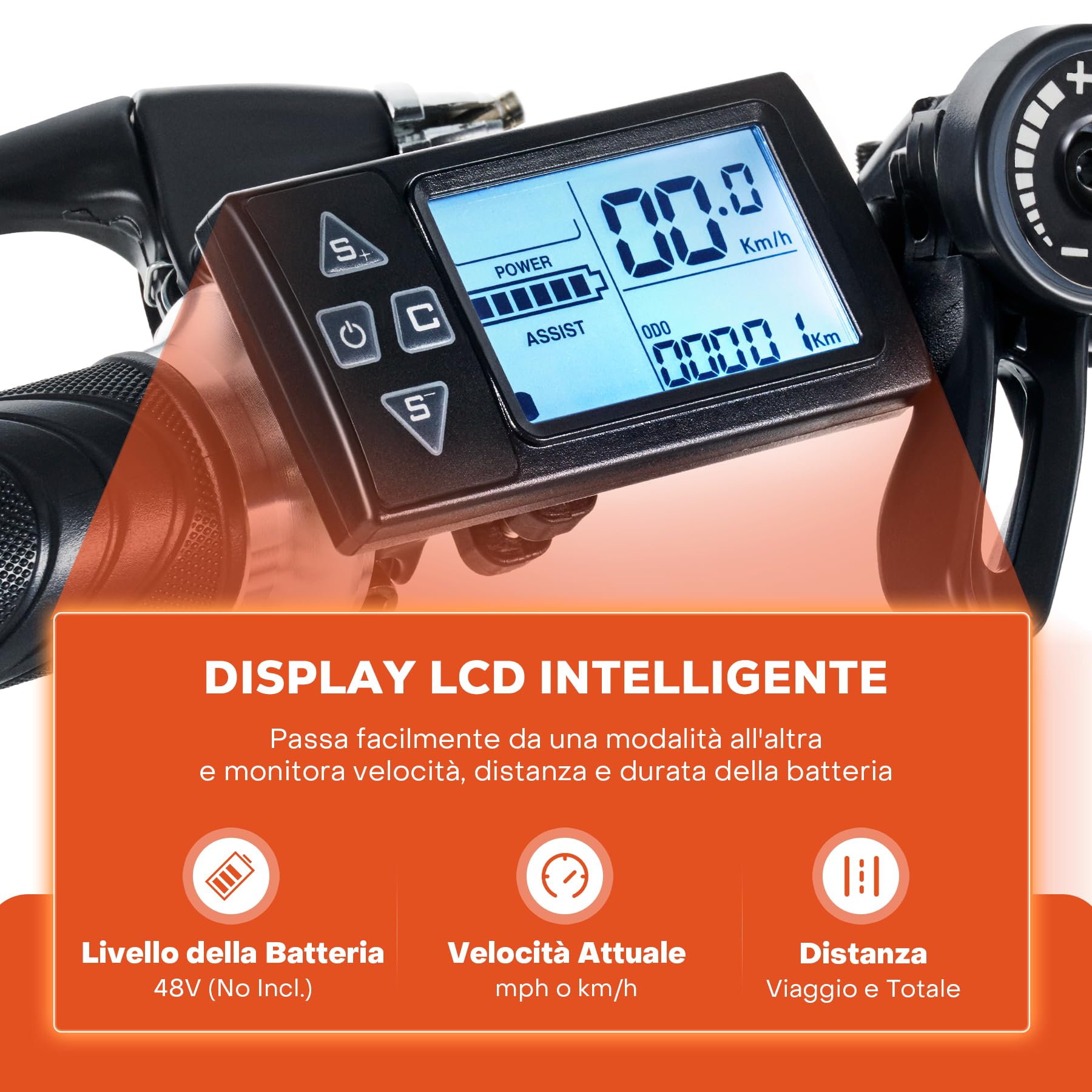 Viribus 500W/1000W/1500W Kit Conversione Bici Elettrica 36V/48V con Ruota da 26/28 Pollici Set Motore del Mozzo con LCD Sensore di Assistenza Pedalata