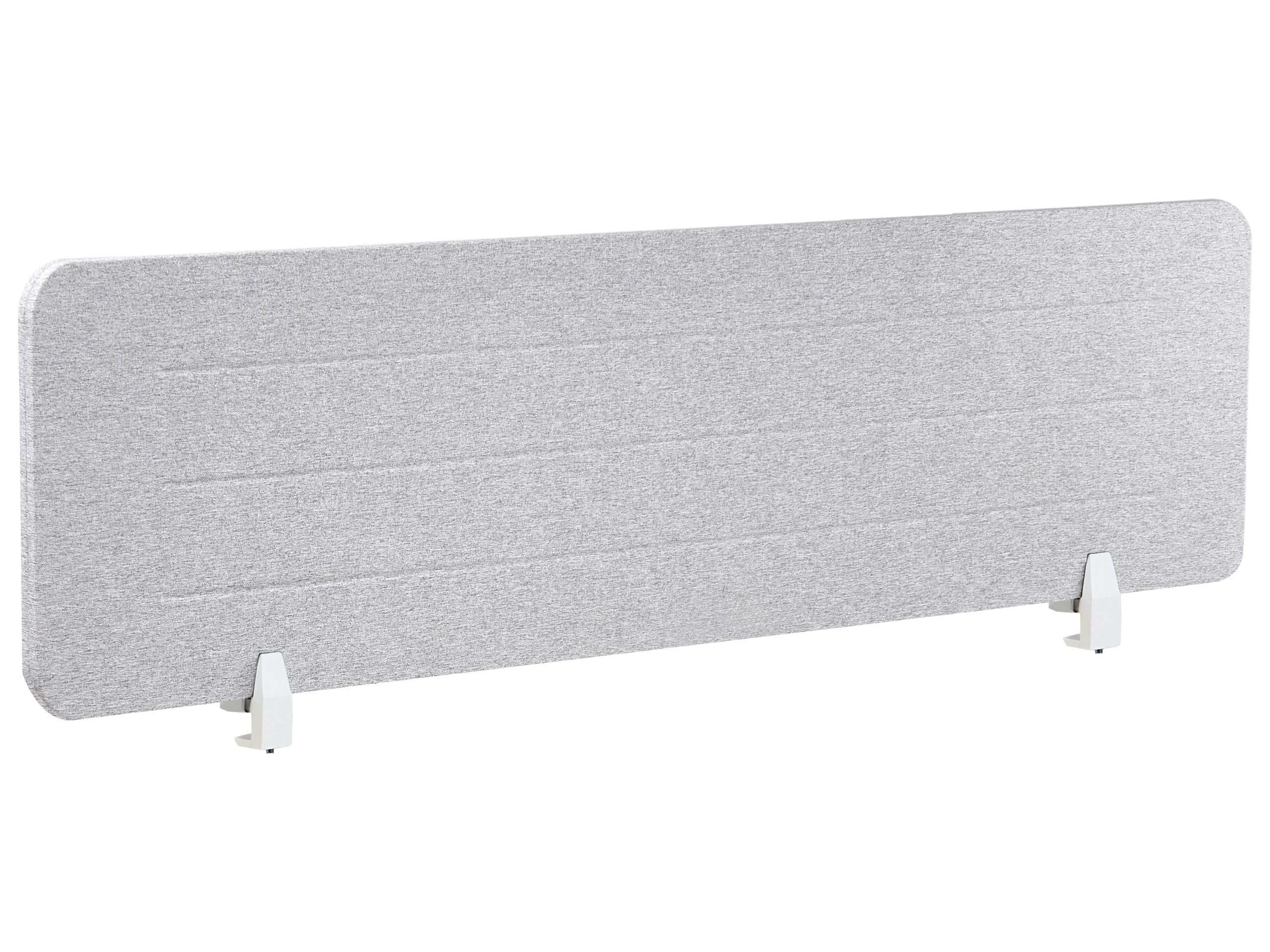 Beliani Schreibtisch Trennwand Akustik hellgrau 160 x 40 cm Befestigungsklammern Ziggy