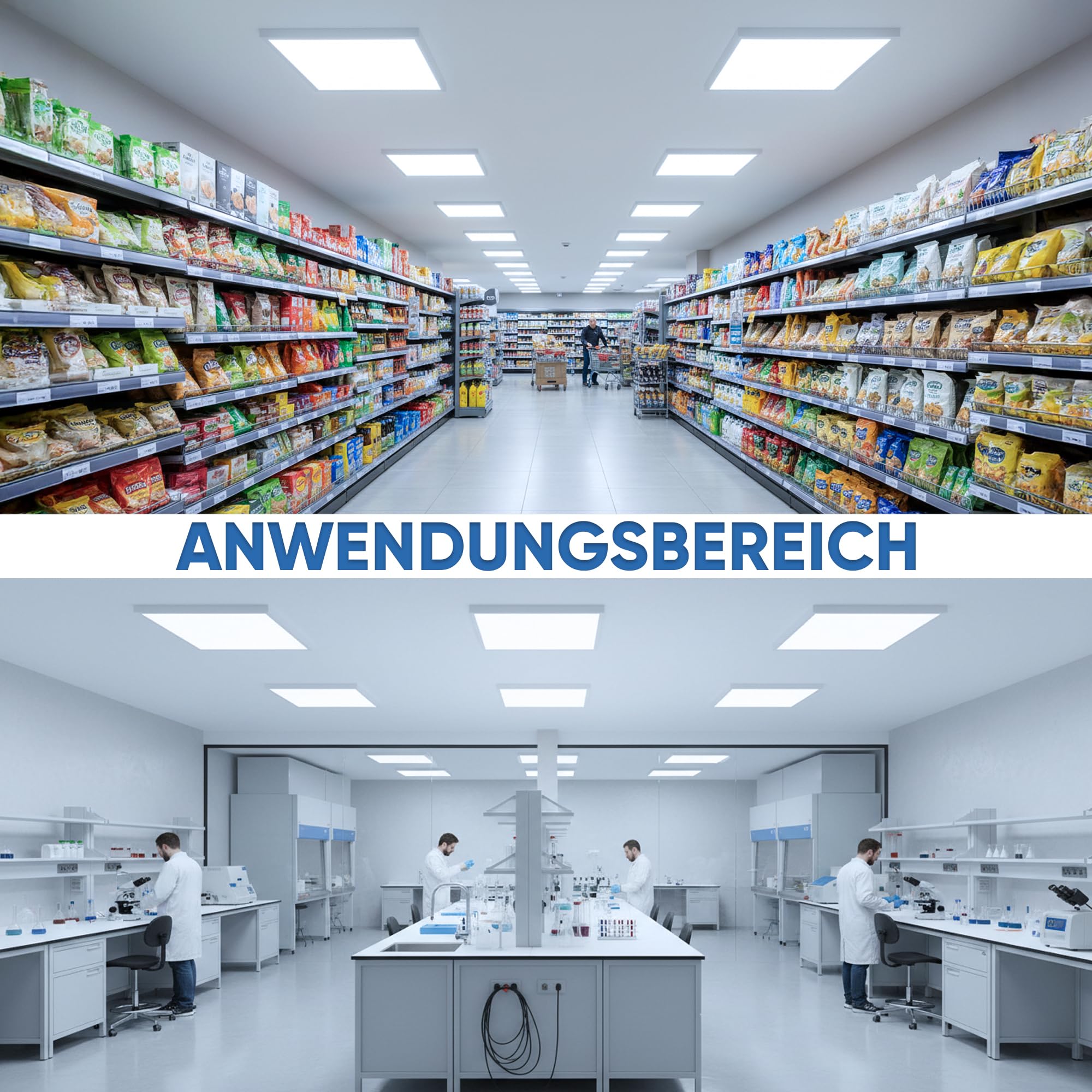 LECOM LED Panel 62x62 cm Kaltweiß 6500K 4000lm Aufputz mit Aufbaurahmen