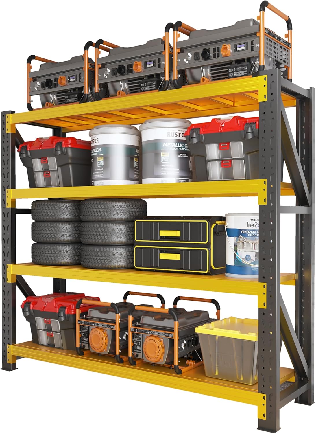 4000LBS Garage Shelving Heavy Duty, 48” W Storage Shelves, 4-Tier Adjustable Metal Storage Shelves, Steel Industrial Shelving Unit, Metal Shelving for Garage, Basement, Warehouse(47.3x20x79in)