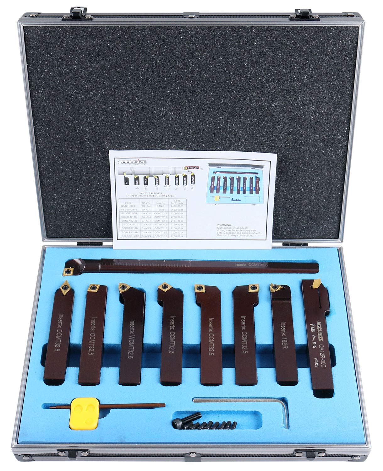 Accusize 3/4 in Shank Indexable Carbide Turning Tool Set, 2988-0034 — Amazon image 2