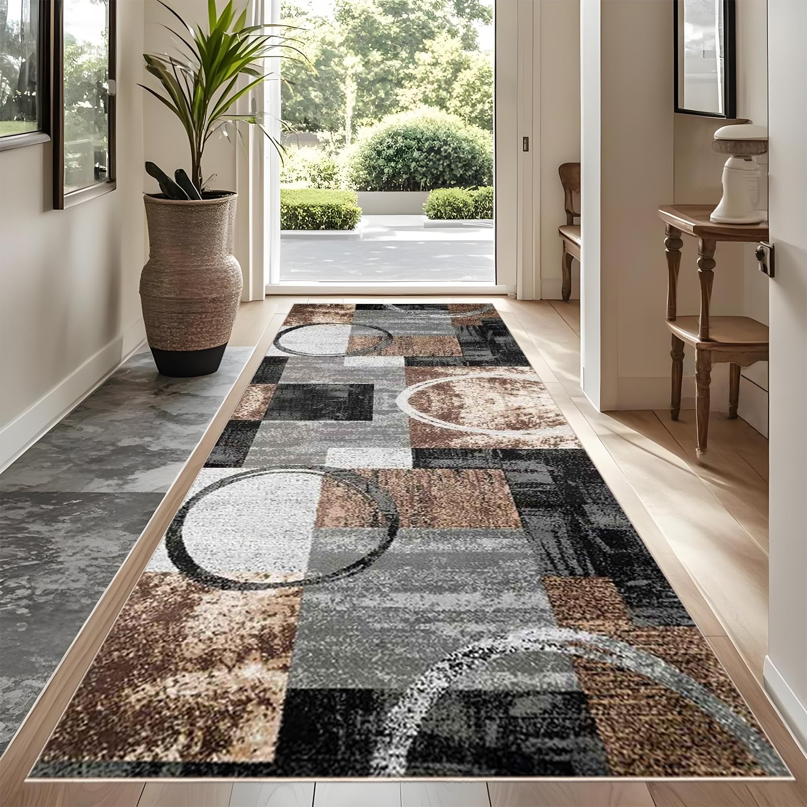 YUEAENK Very Long Hallway Hall Runner Narrow Rugs 70 x 450 cm Rubber Backed Non Slip Machine Washable Very Long Hallway Hall Runner Narrow Rugs Heavy Duty Entrance Mat Kitchen Runners