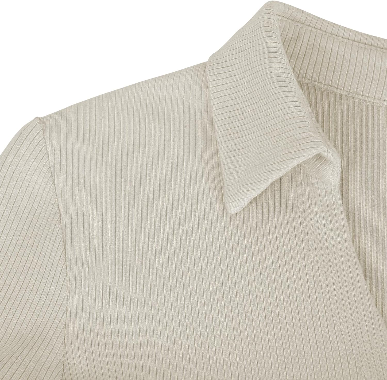 BAISHENGGT Womens Polo Shirts Long Sleeve Business Casual Basic Tops V Neck Ribbed Knit Sweater Slim Fitted Work Blouses - Image 6