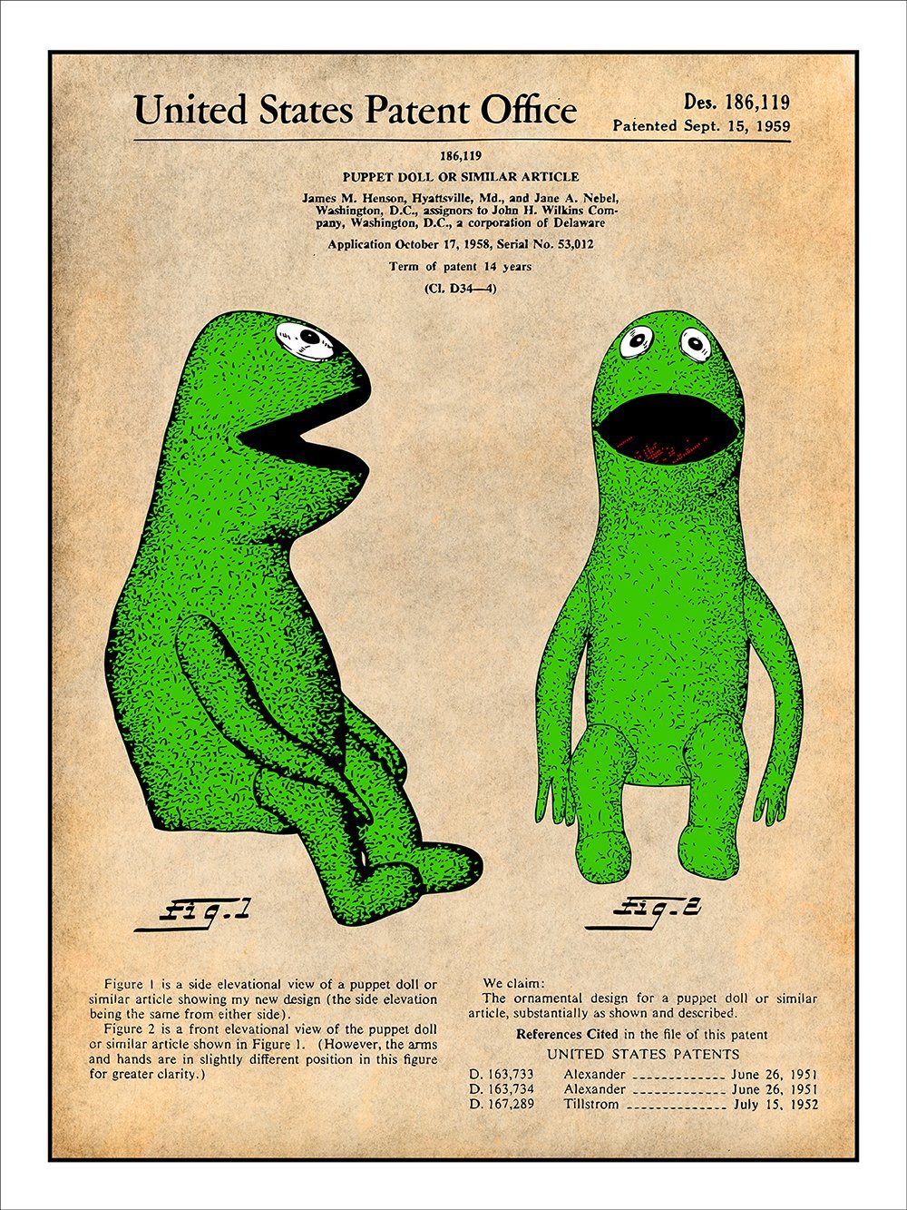 Amazon.com: Studio 21 Graphix 1959 Kermit The Frog - Jim Henson