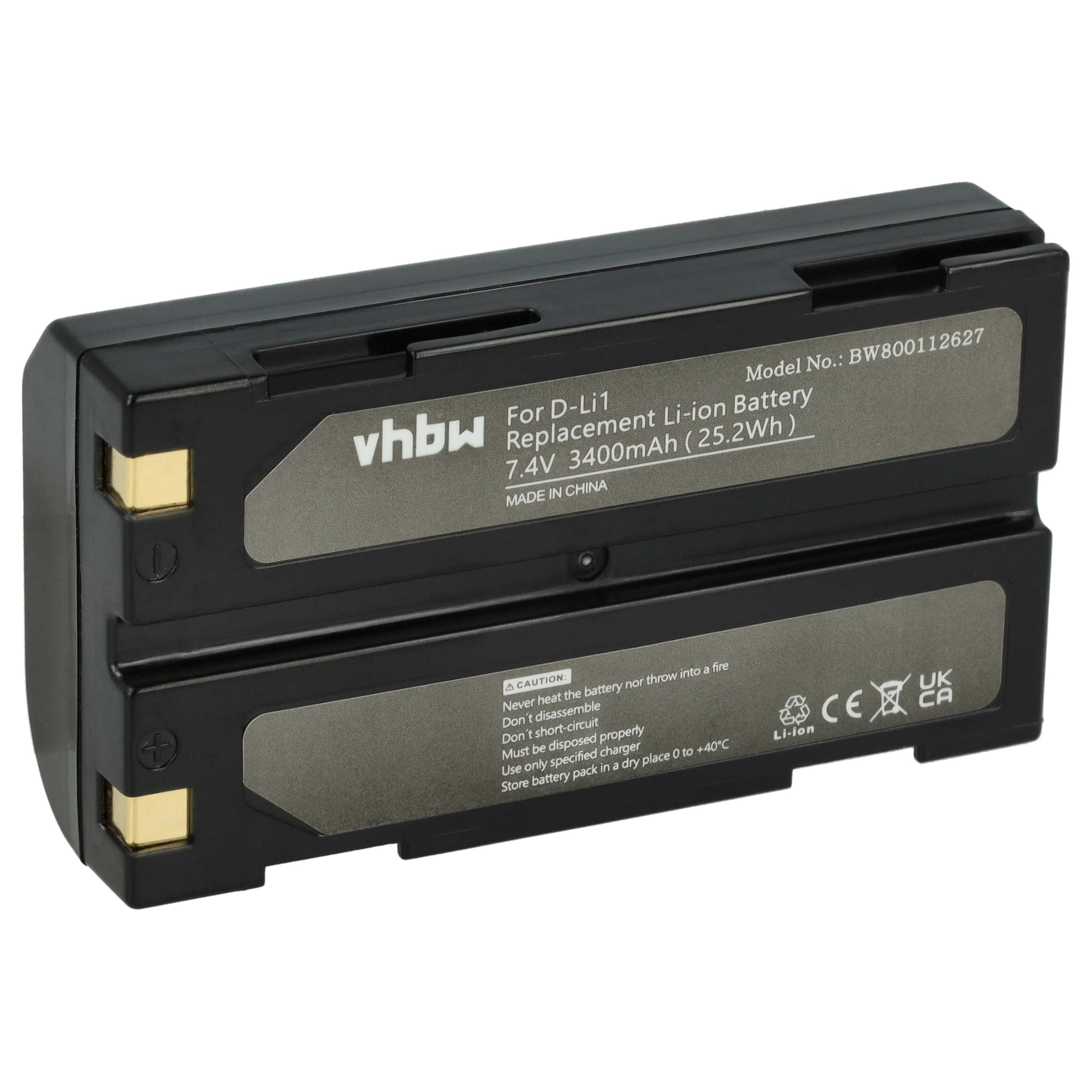 vhbw Batterie Compatible avec Trimble GPS Receiver R3 | R4, R5, R6 appareil photo (3400mAh, 7,4V, Li-ion)