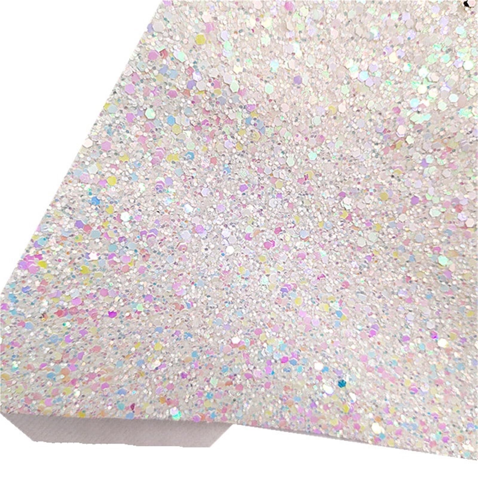 Sparkle PU Leather Fabric Mini Rolls 30x134cm Chunky Glitter Leather Fabric Felt Backing Synthetic for Bows Craft DIY
