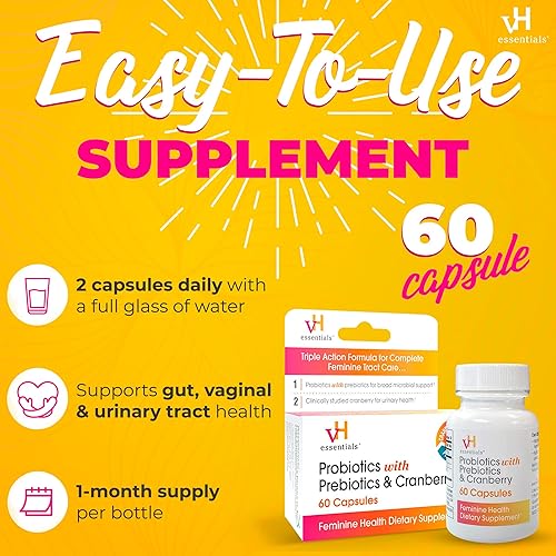 Miniatura 7 de vH Essentials - Probióticos con prebióticos y arándano  Suplemento de salud femenina 60 cápsulas 544-06 1 - Individual 1