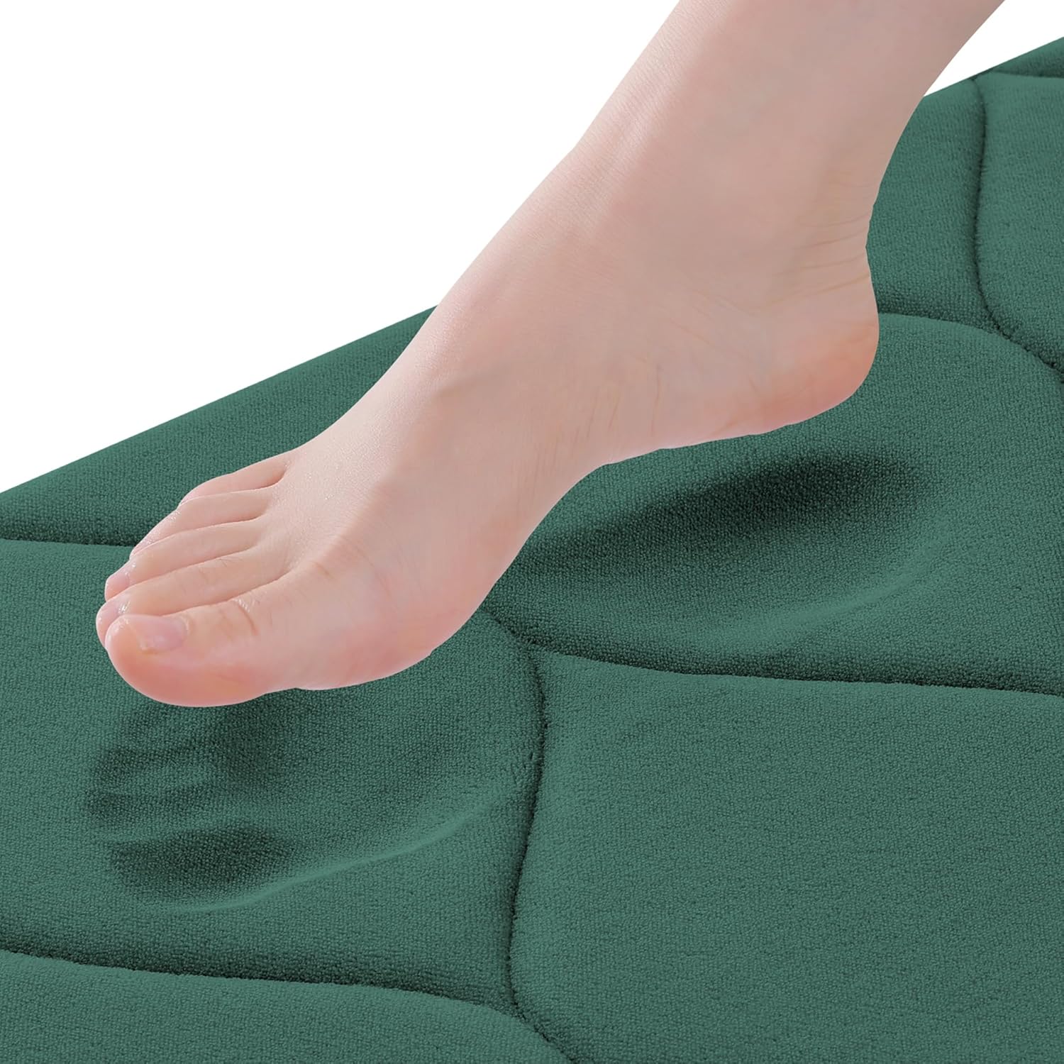 Smiry Memory Foam Bath Mat 36''x24'', Ultra Soft Non-Slip Bathroom Rug, Plush Water Absorbent Quick Dry and Machine Washable Floor Mat for Shower, Tub & Home Decor, Hunter Green