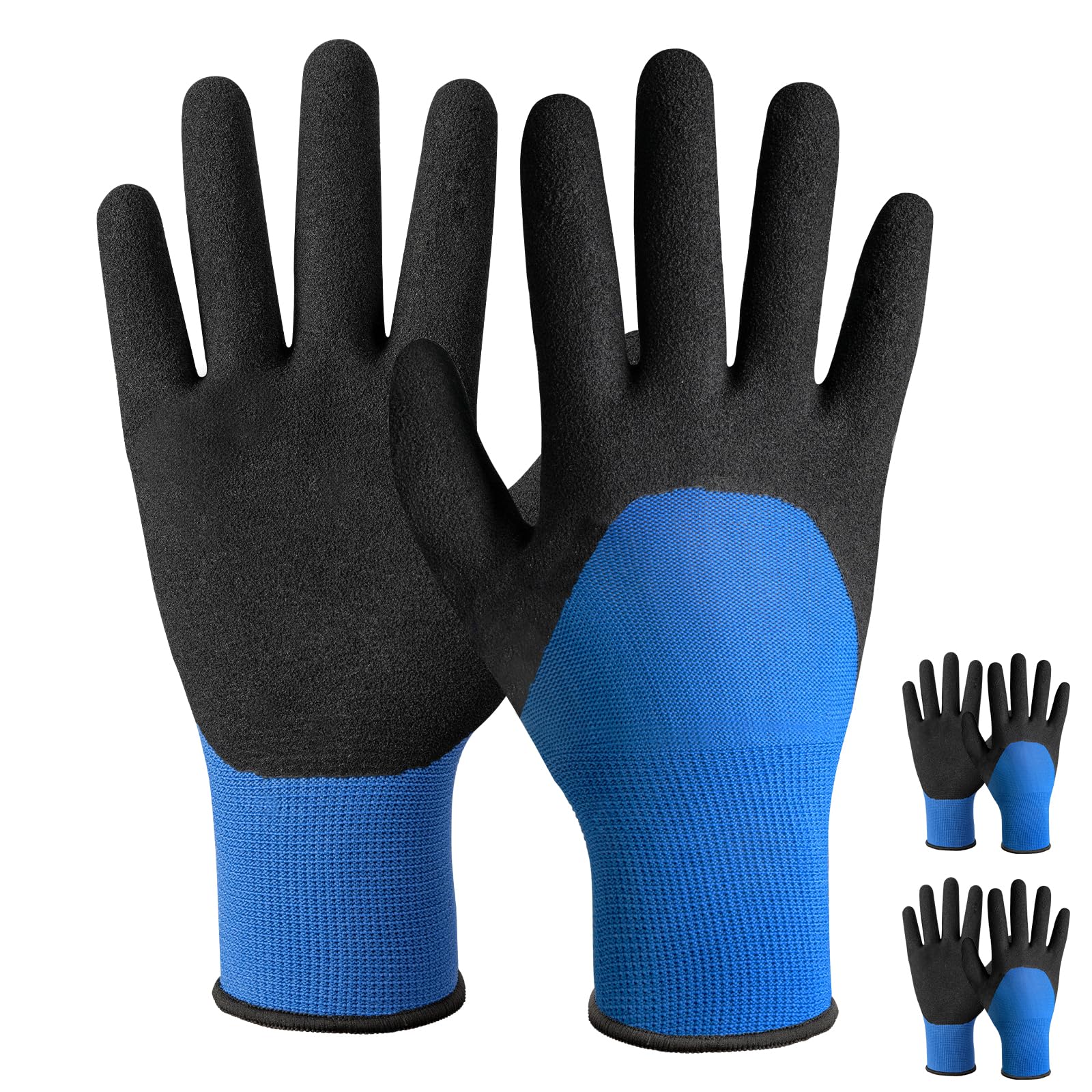 Velway 2 Pairs Safety Work Gloves - Lightweight Gardening Gloves with Secure Grip Nitrile Frosted Coating Protect Palm Fingers Ideal for General Duty Work Men Women