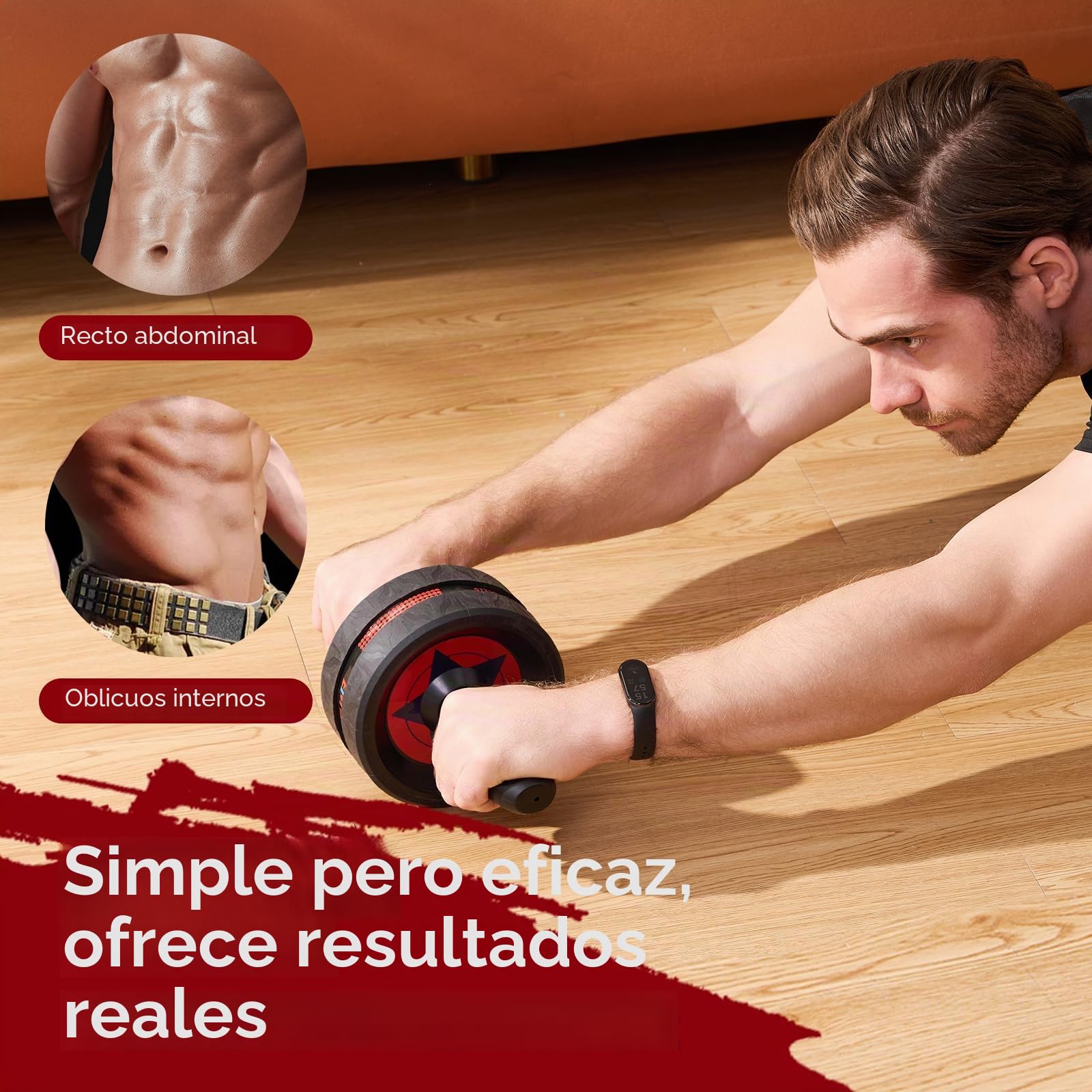 EnterSports Rodillo abdominal 6 en 1 con cinta de fitness, flexiones, esterilla para rodillas, equipo de fitness para entrenar los músculos abdominales, ideal para hombres y mujeres en casa