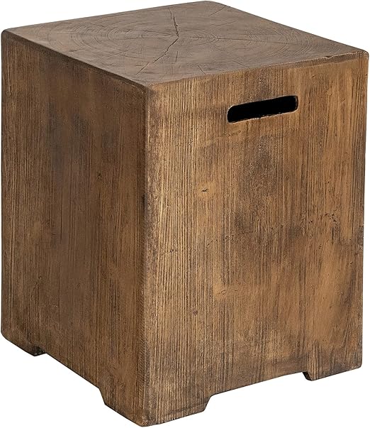 16" Propane Tank Cover Table, 20 Lb Gas Tank Storage Box Hideaway Side Tables with Wood-Like Style for Outdoor Fire Pit Table (Brown)