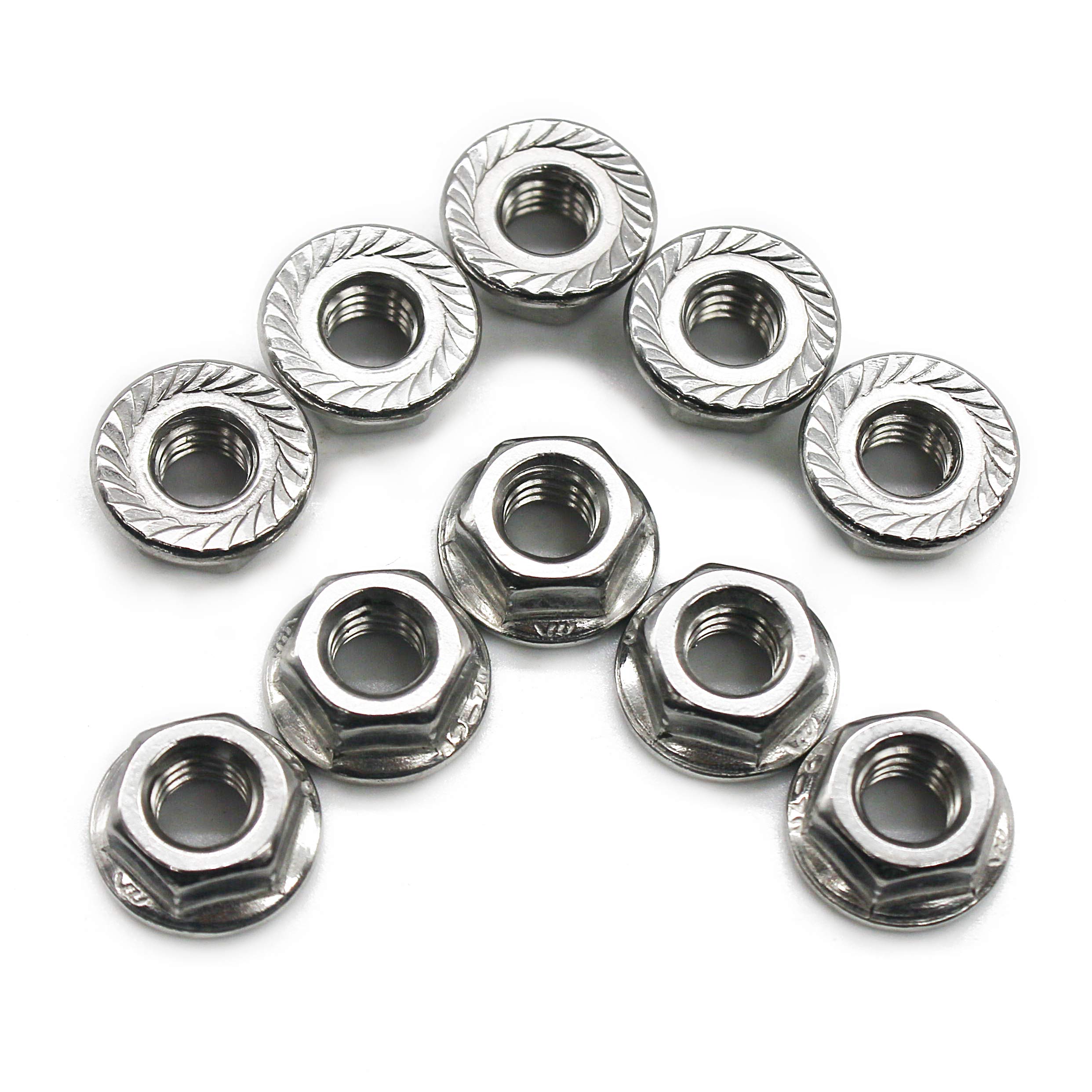 Stainless Steel Flange Nuts - M4 Serrated -4