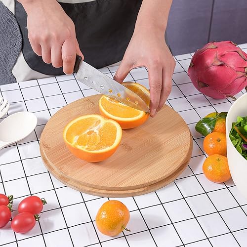 Miniatura 5 de Ensaladera de fibra de bambú con servidores, grande, 9.8 pulgadas, tazón de mezcla de bambú natural con servidores con tapa, cuchara y tenedor para