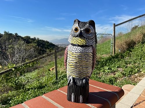 Miniatura 5 de GiftExpress Señuelo de búho espantapájaros de 155 pulgadas con estatua de cabeza giratoria repelente de plagas control de pájaros disuasorio de