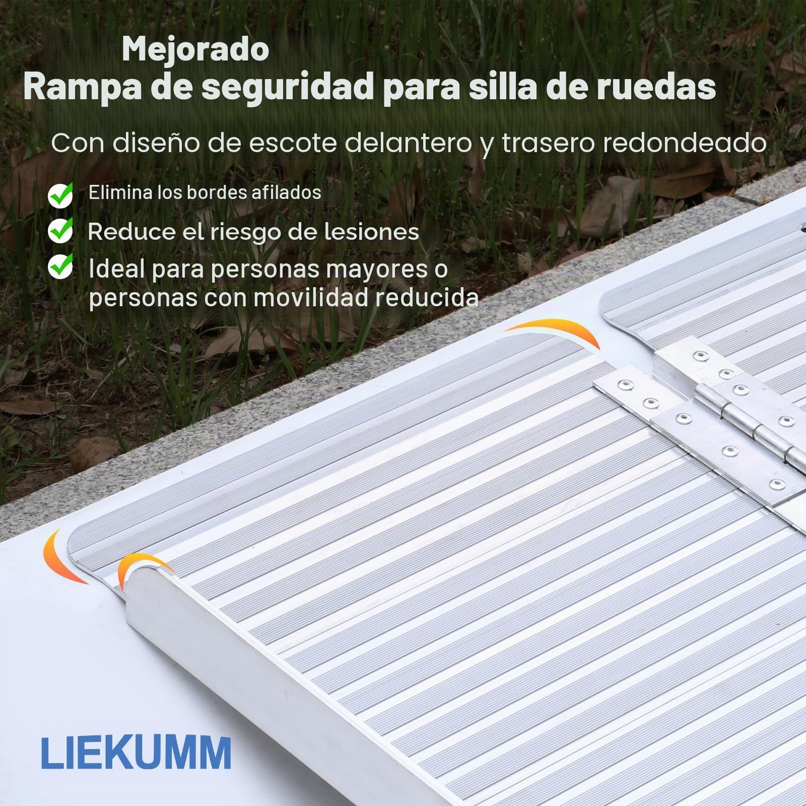 LIEKUMM Rampas para Sillas de Ruedas Plegable, 61 cm con Capacidad de Carga de 300 kg Rampa para Sillas de Ruedas, Rampa de Aluminio para Sillas de Ruedas, Escalones, Bordillos y Cochecitos de Niños