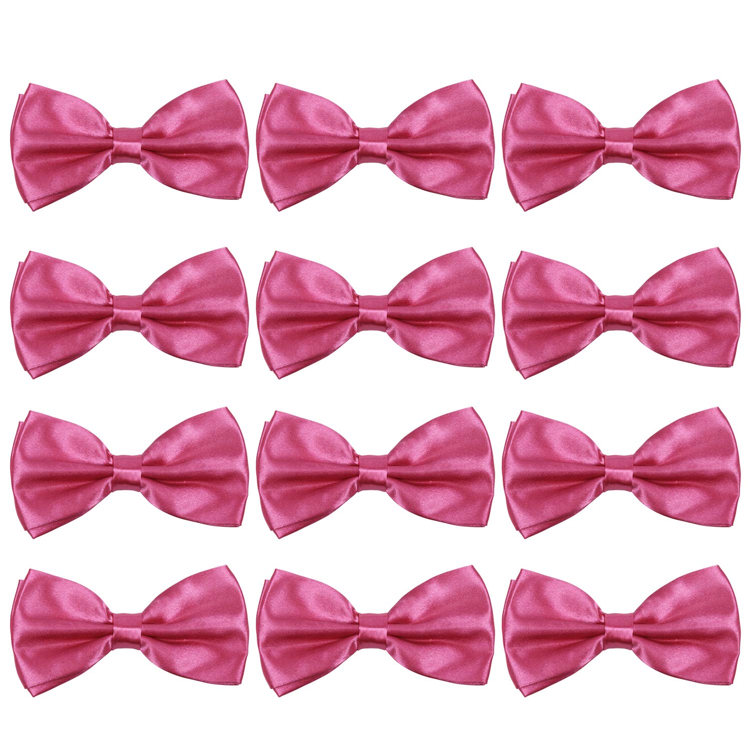 ICObutyNeck Bowtie Tuxedo for Men Adjustable Solid Satin Pre-tied 12 Pcs Wedding Party