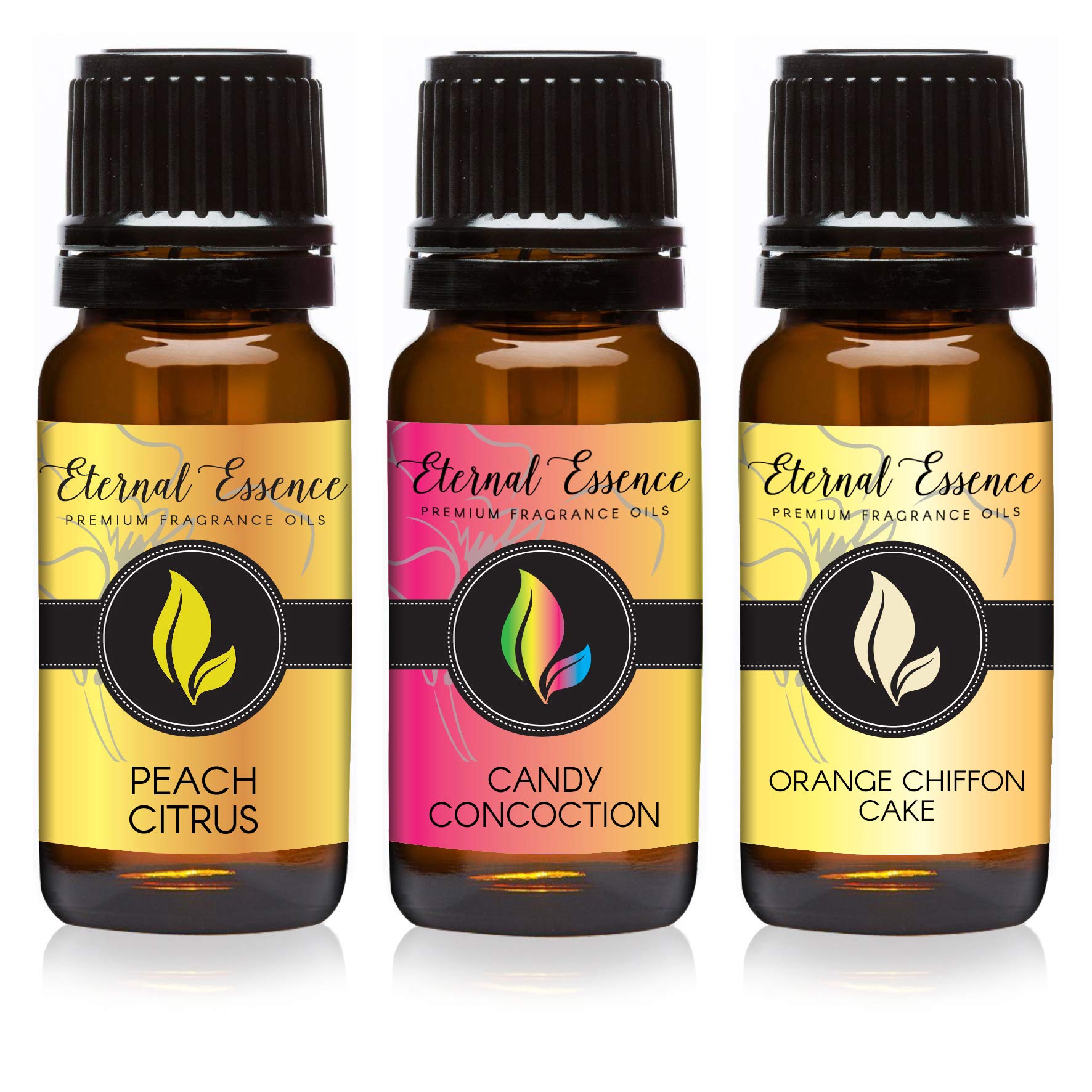 Eternal Essence Oils - Trio (3) - Orange Chiffon Cake, Peach Citrus & Candy Concoction - Premium Fragrance Oil - 10ML